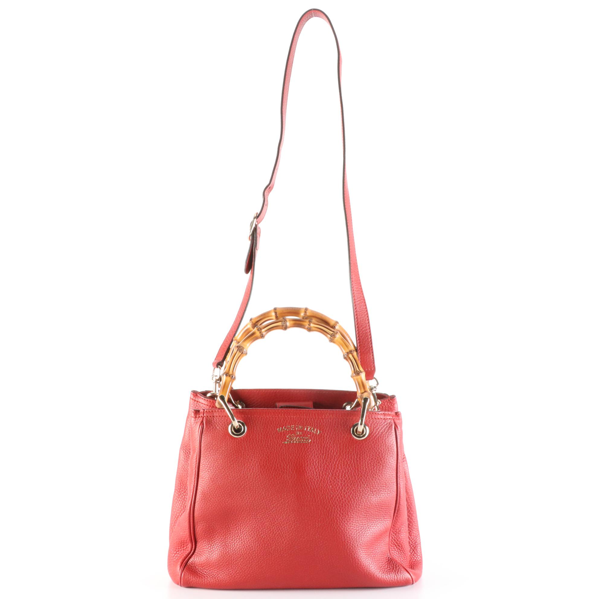 Gucci Bamboo Small Shopper Tote in Grain Leather