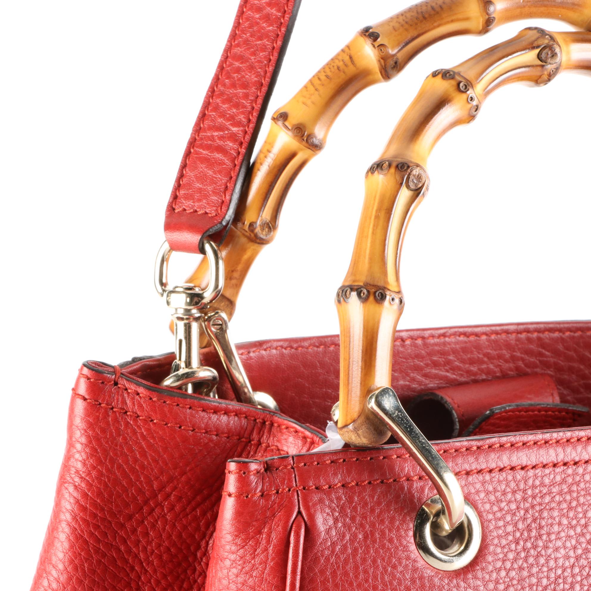 Gucci Bamboo Small Shopper Tote in Grain Leather