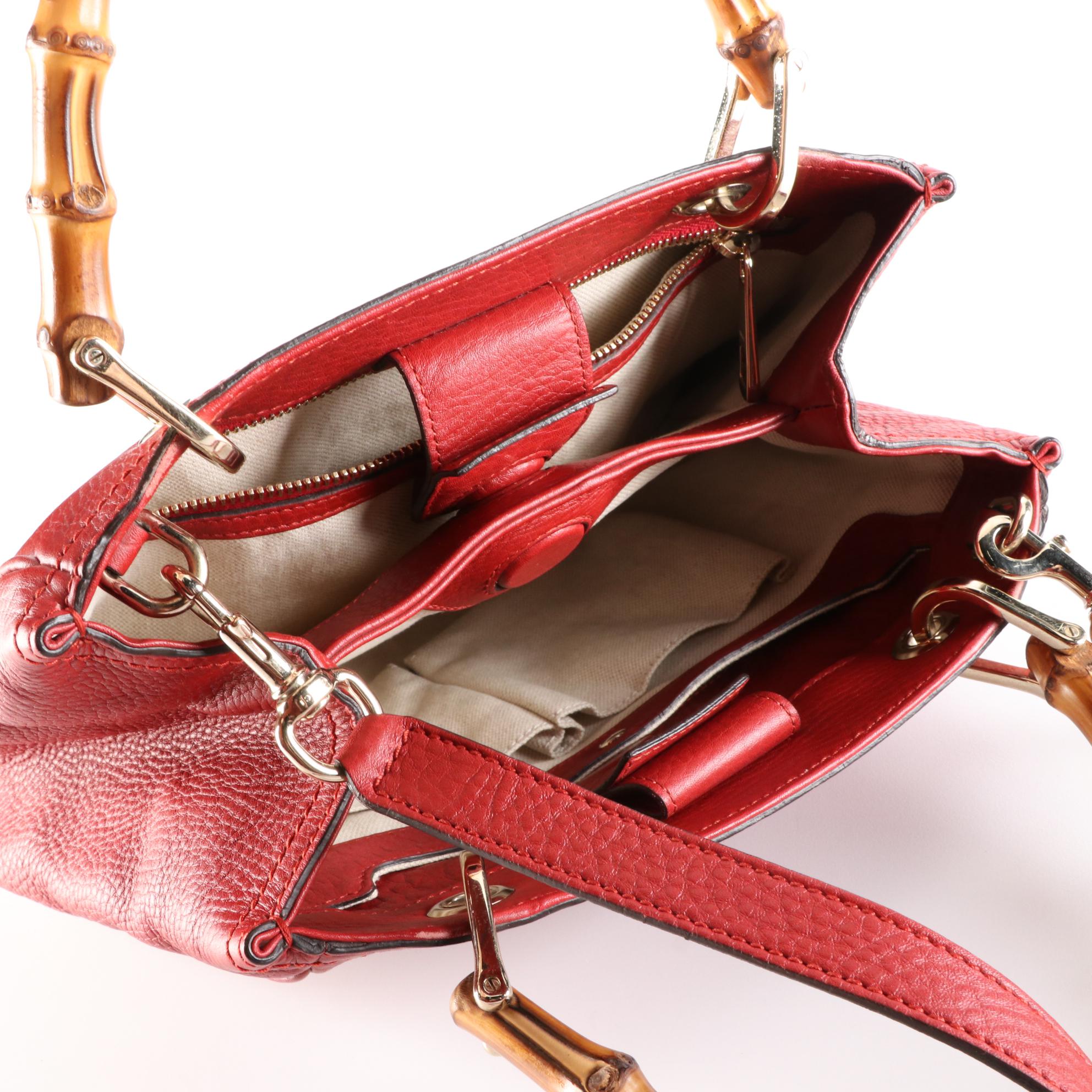 Gucci Bamboo Small Shopper Tote in Grain Leather