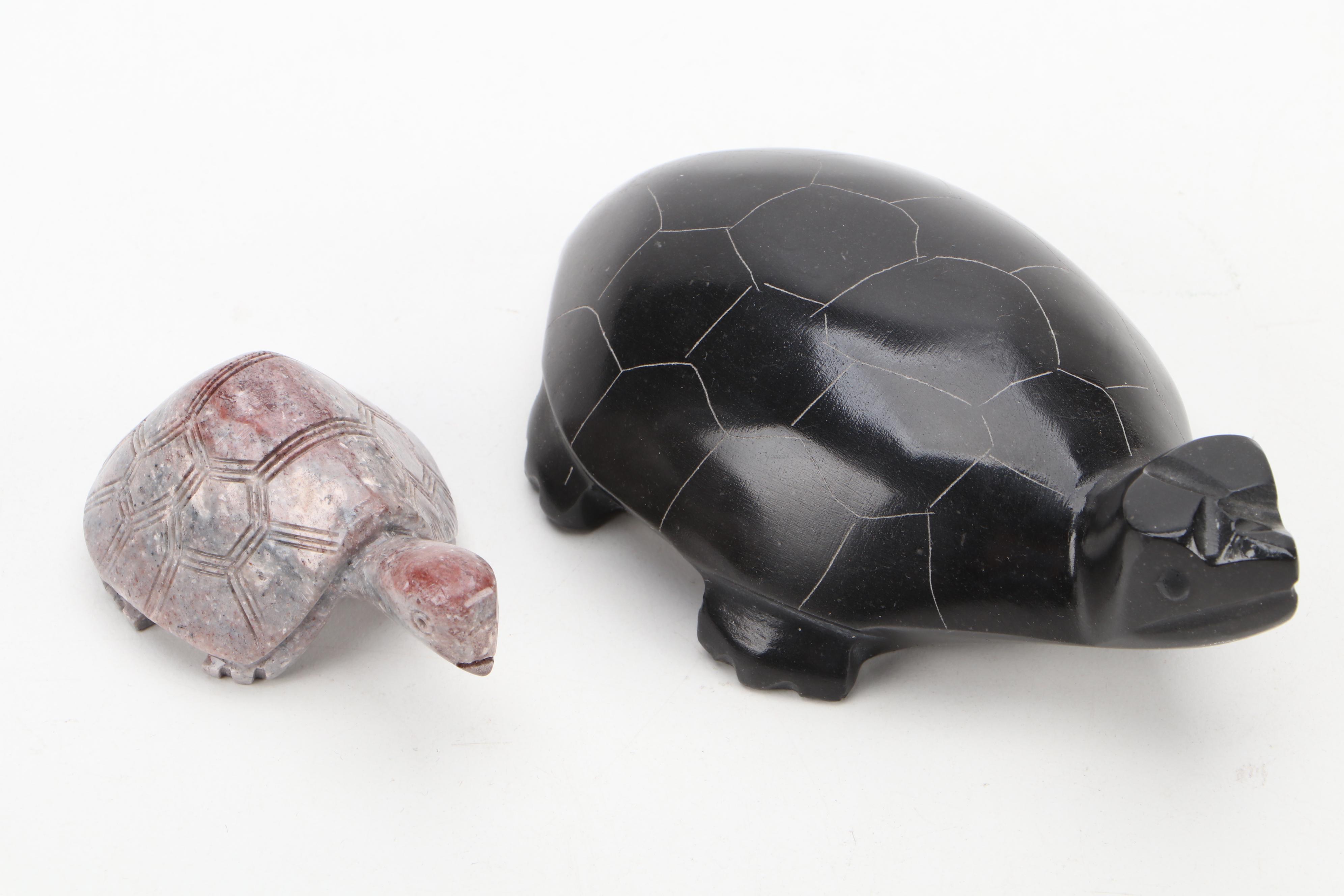 Carved Stone Turtle Figurines