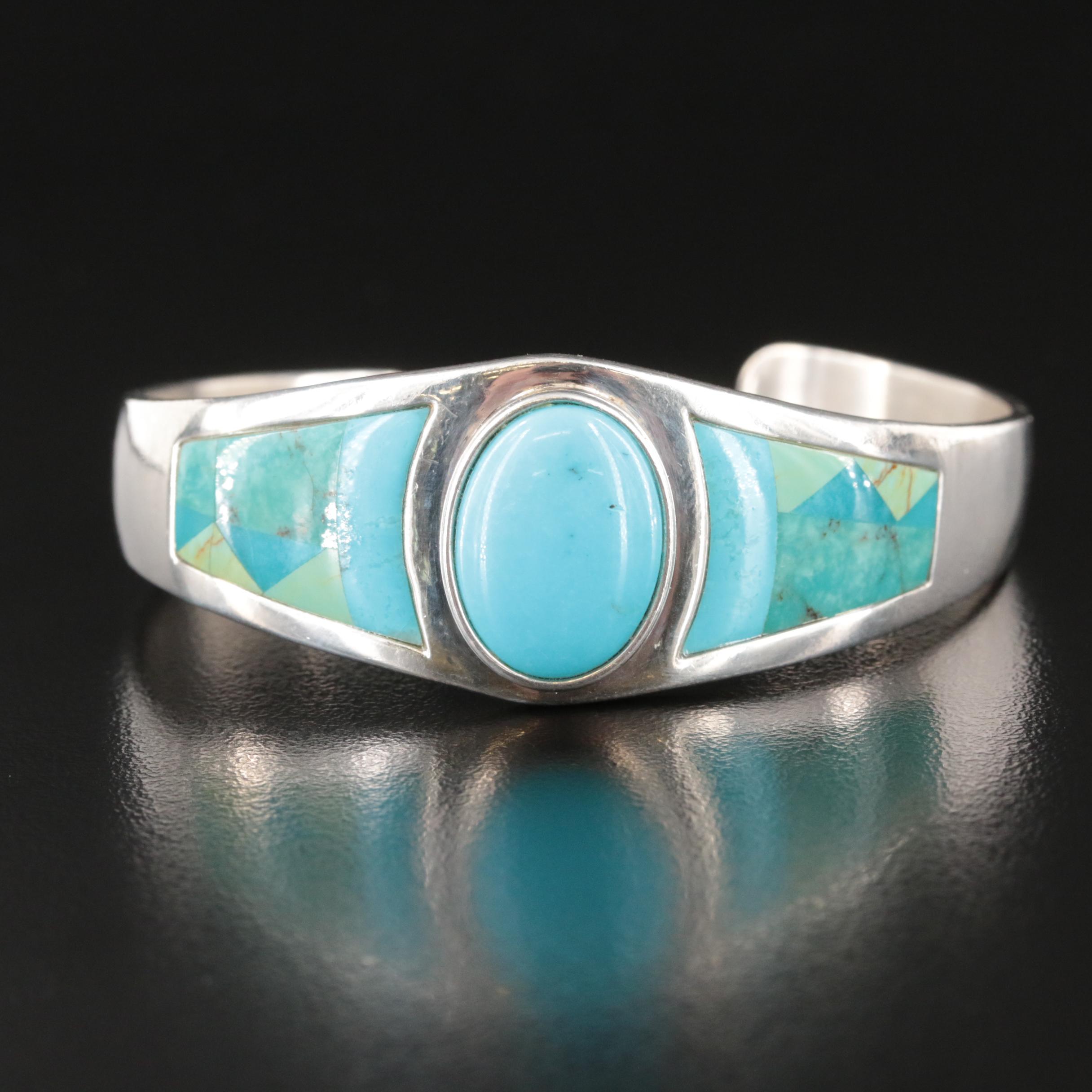Desert Rose Trading Co. Sterling Turquoise Inlay Cuff