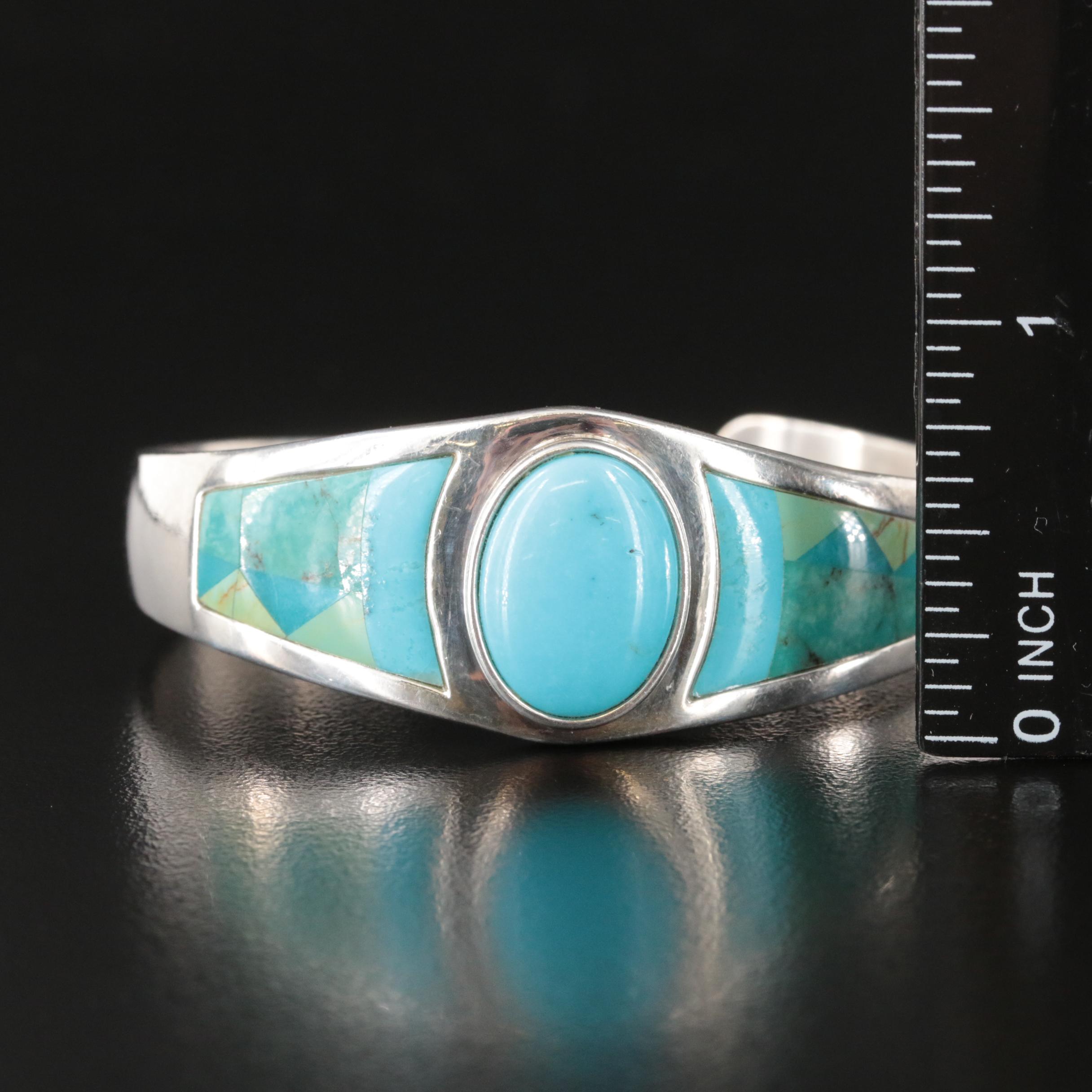 Desert Rose Trading Co. Sterling Turquoise Inlay Cuff