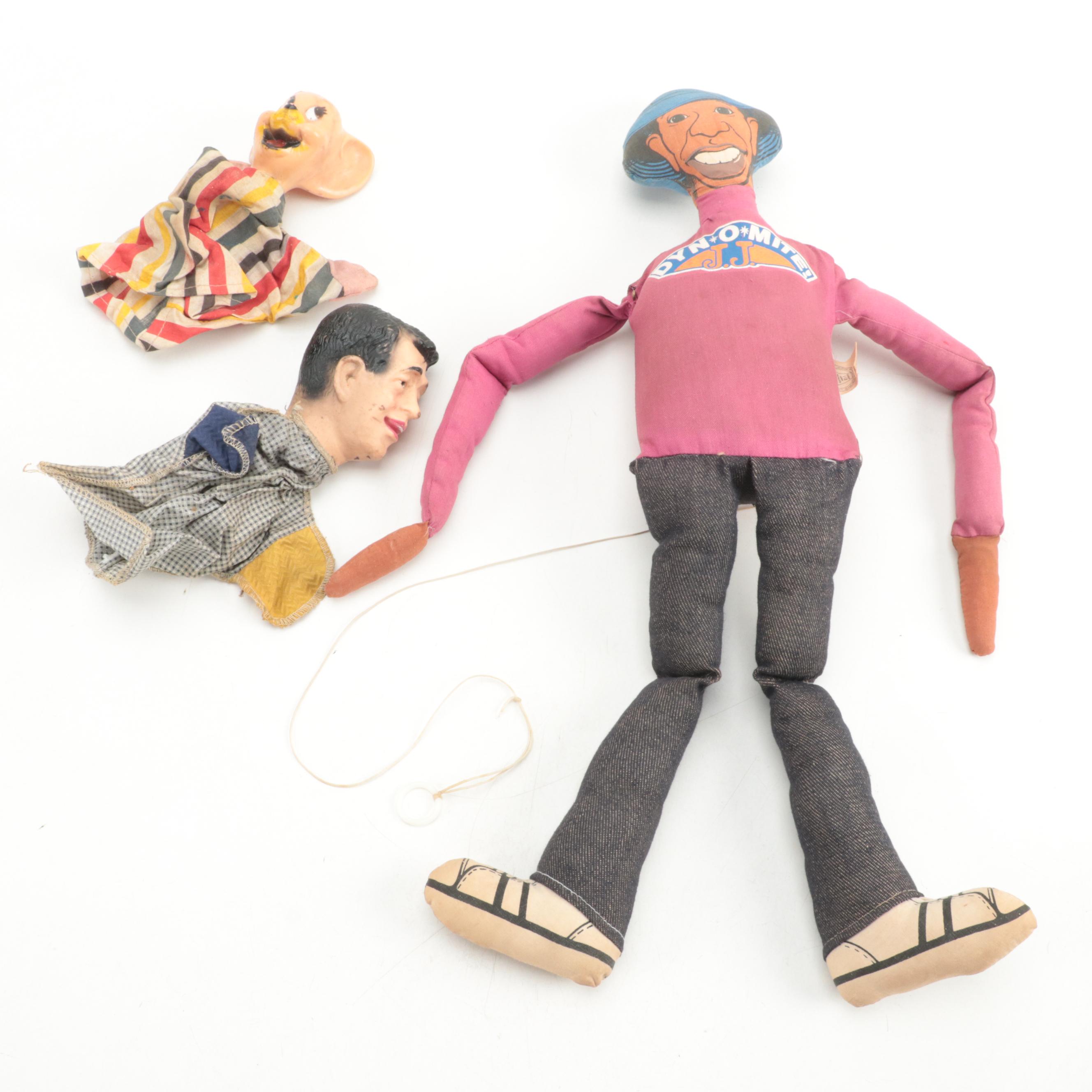 Shindana Toys "J. J. Dyn-O-Mite!" Talking Doll with Other Hand Puppets