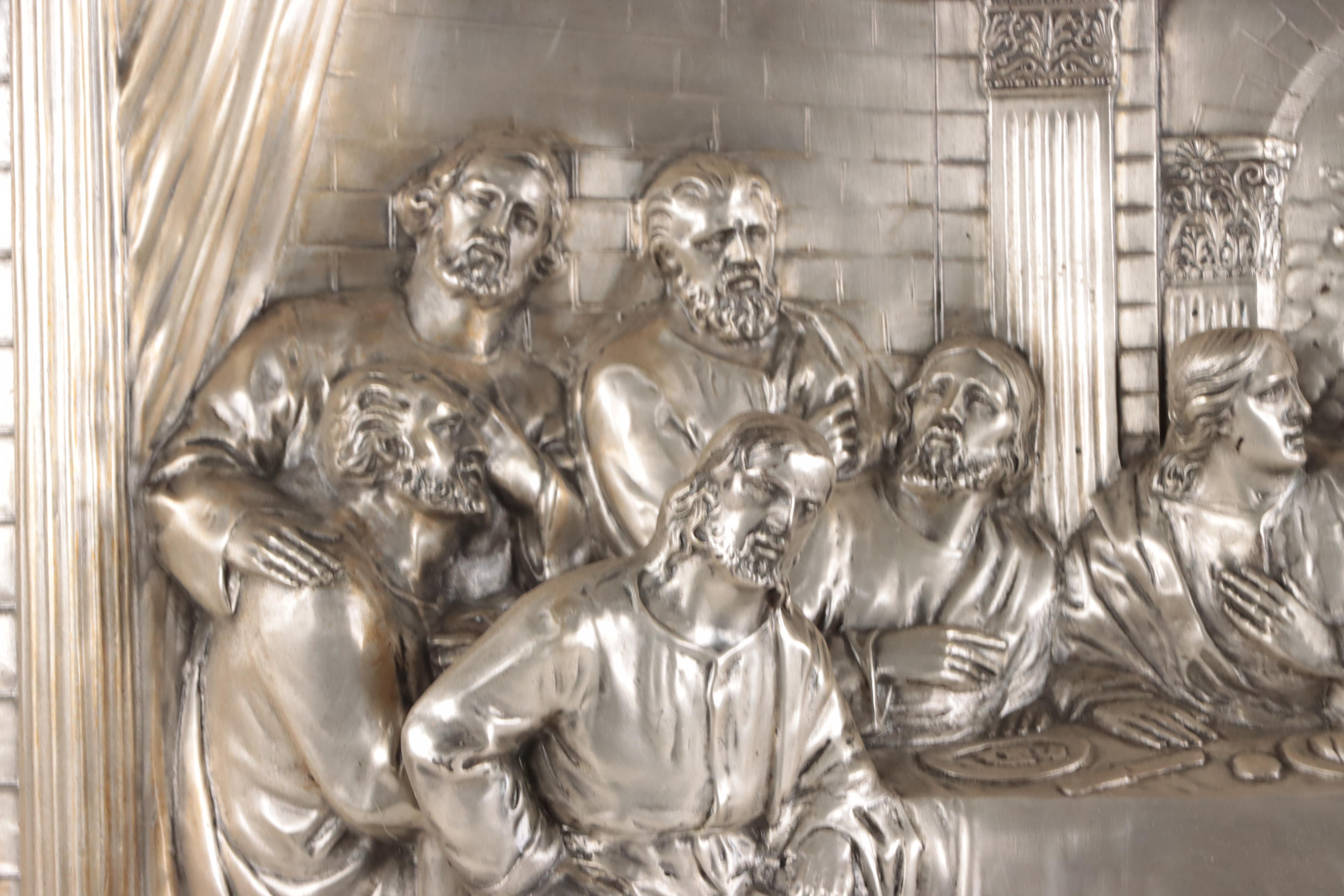 Metal Plated Relief Panel After "The Last Supper," Late 20th Century