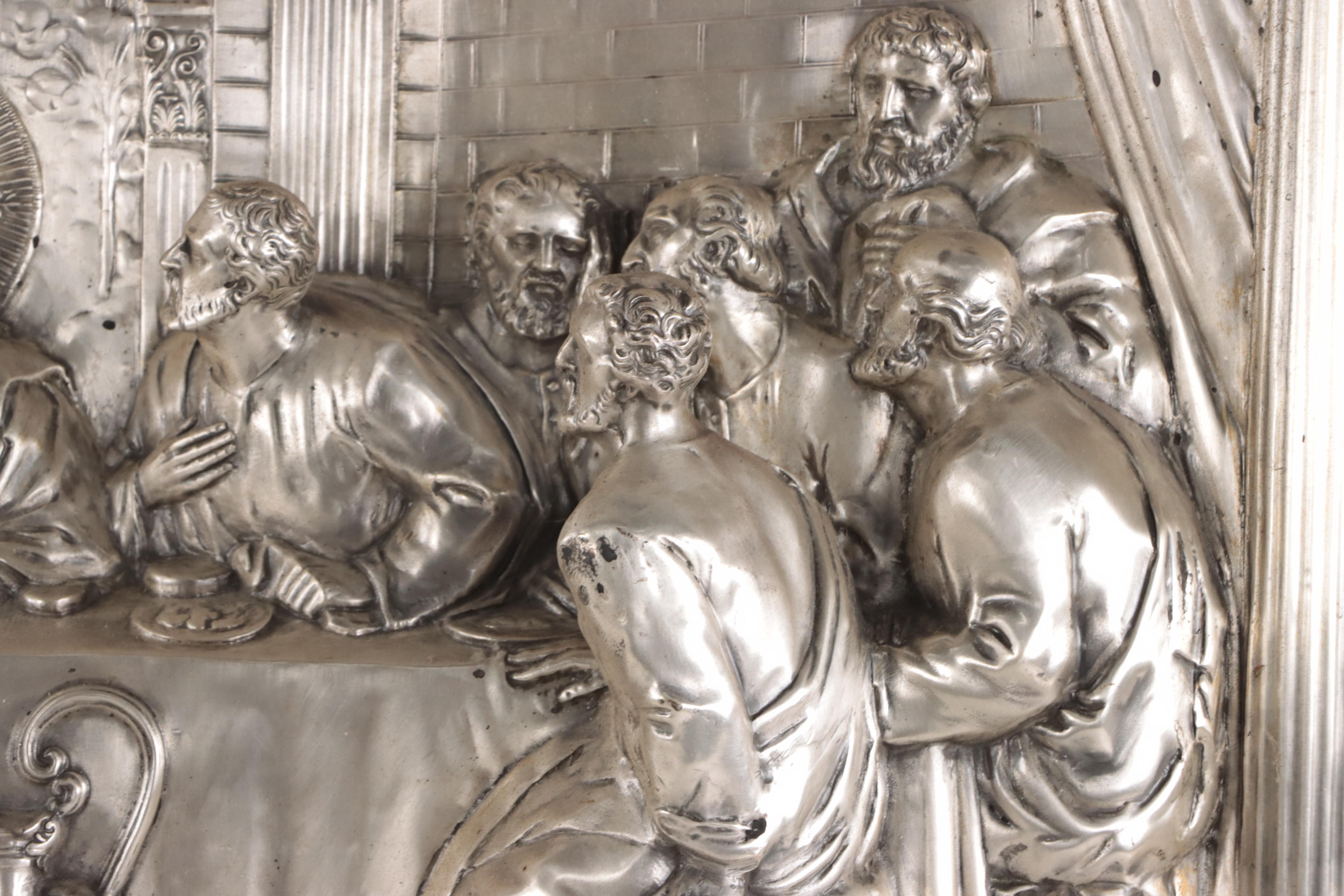 Metal Plated Relief Panel After "The Last Supper," Late 20th Century
