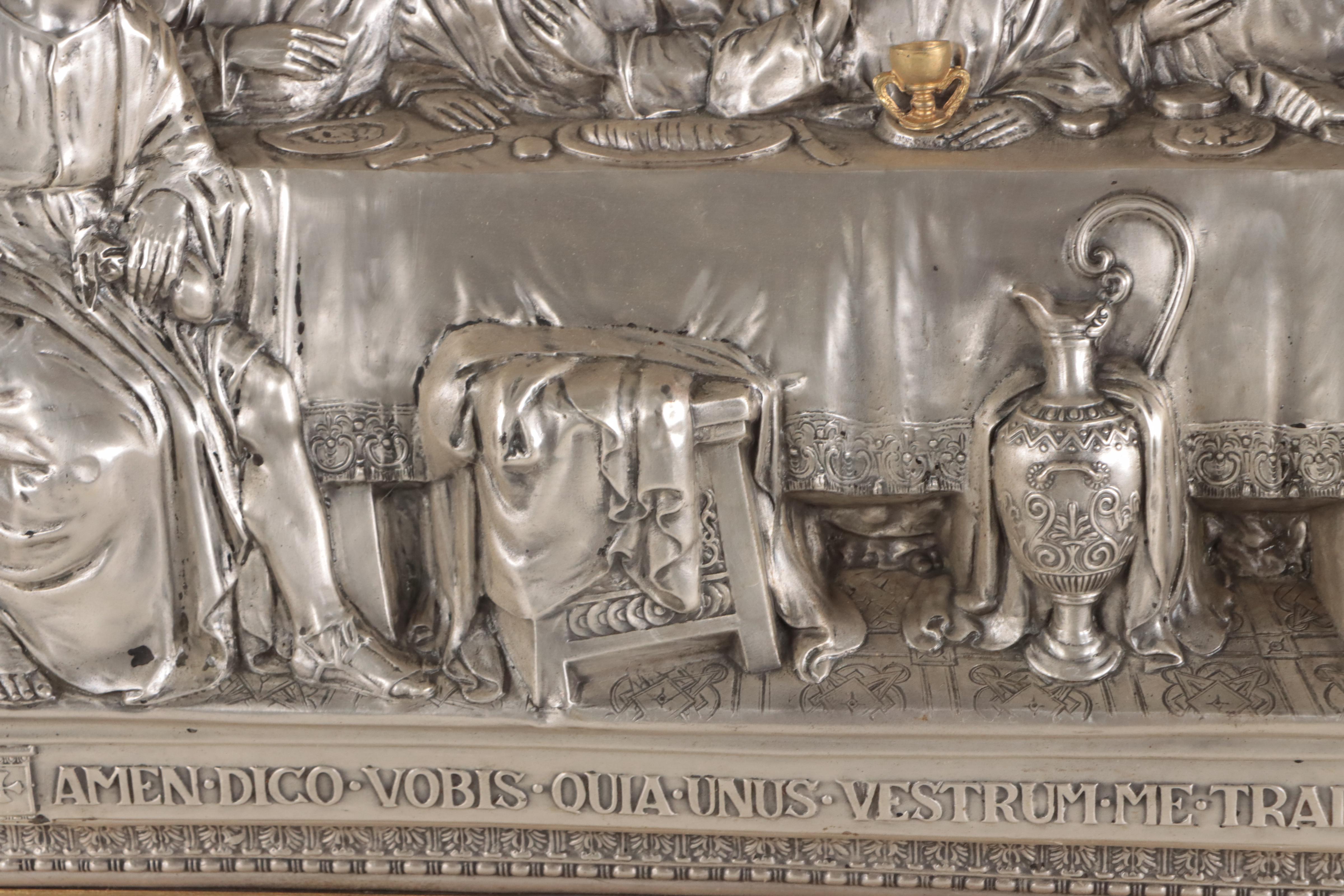 Metal Plated Relief Panel After "The Last Supper," Late 20th Century
