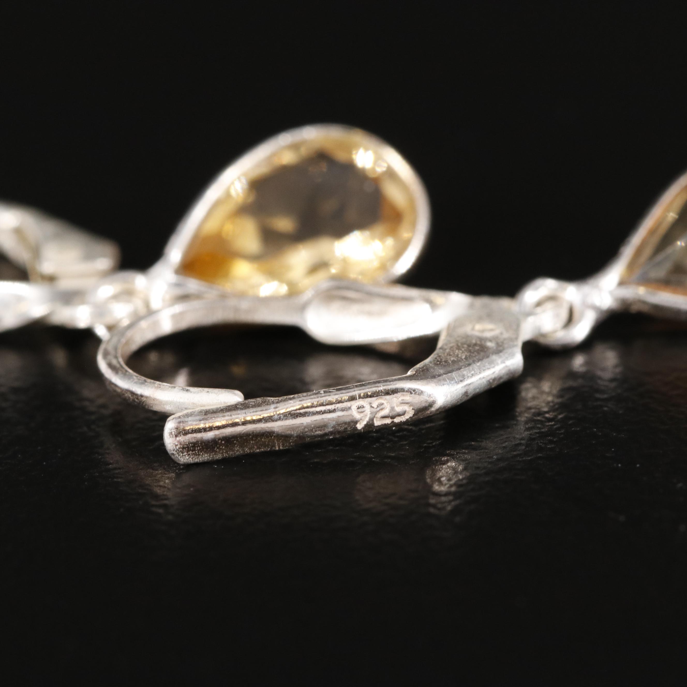Sterling Citrine Dangle Earrings