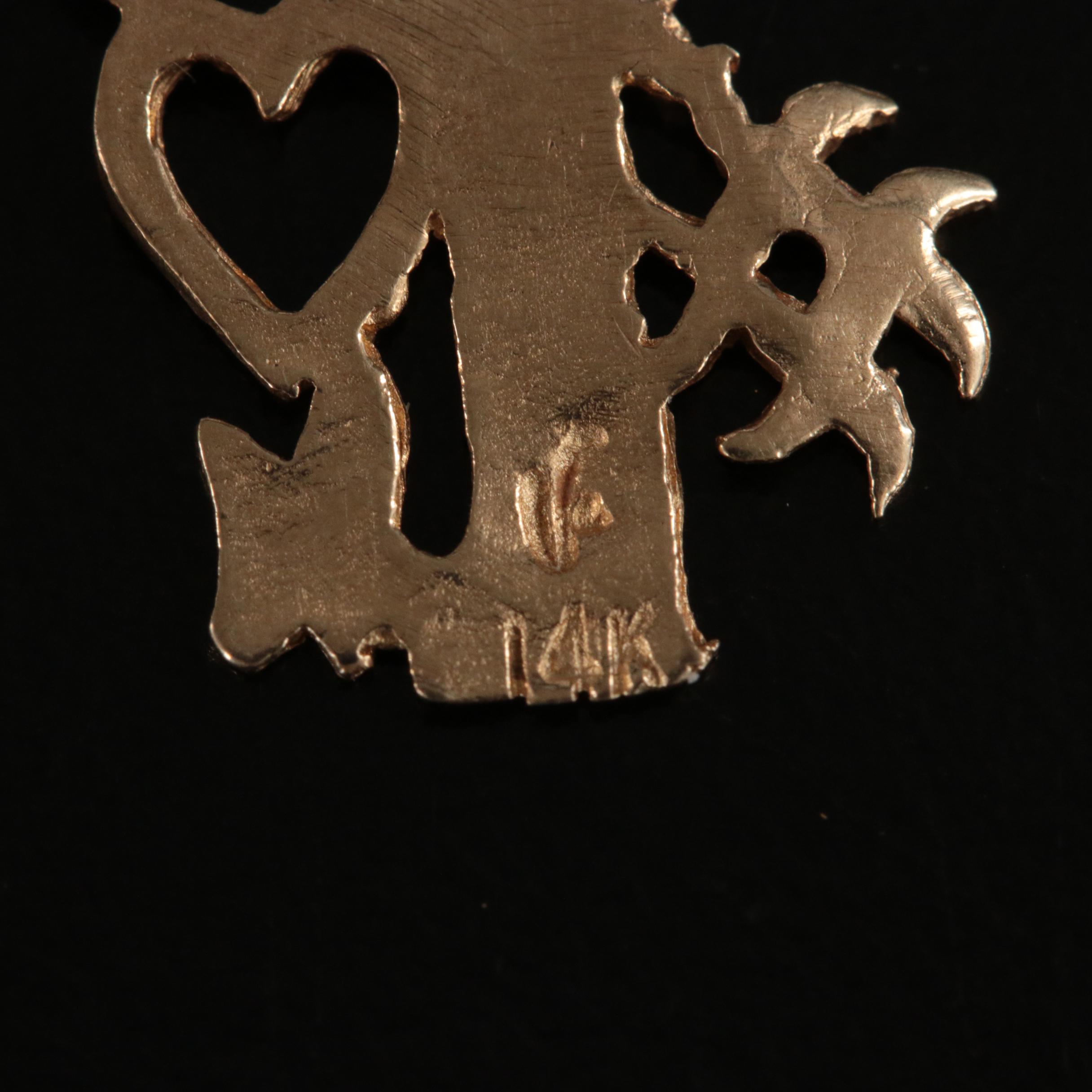 14K #1 Mom Pendant with 10K Emerald and Diamond Mother and Child Pendant