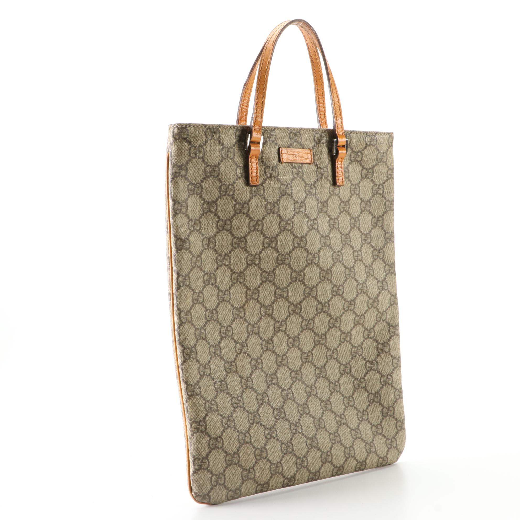 Gucci GG Supreme Canvas Tote with Leather Trim