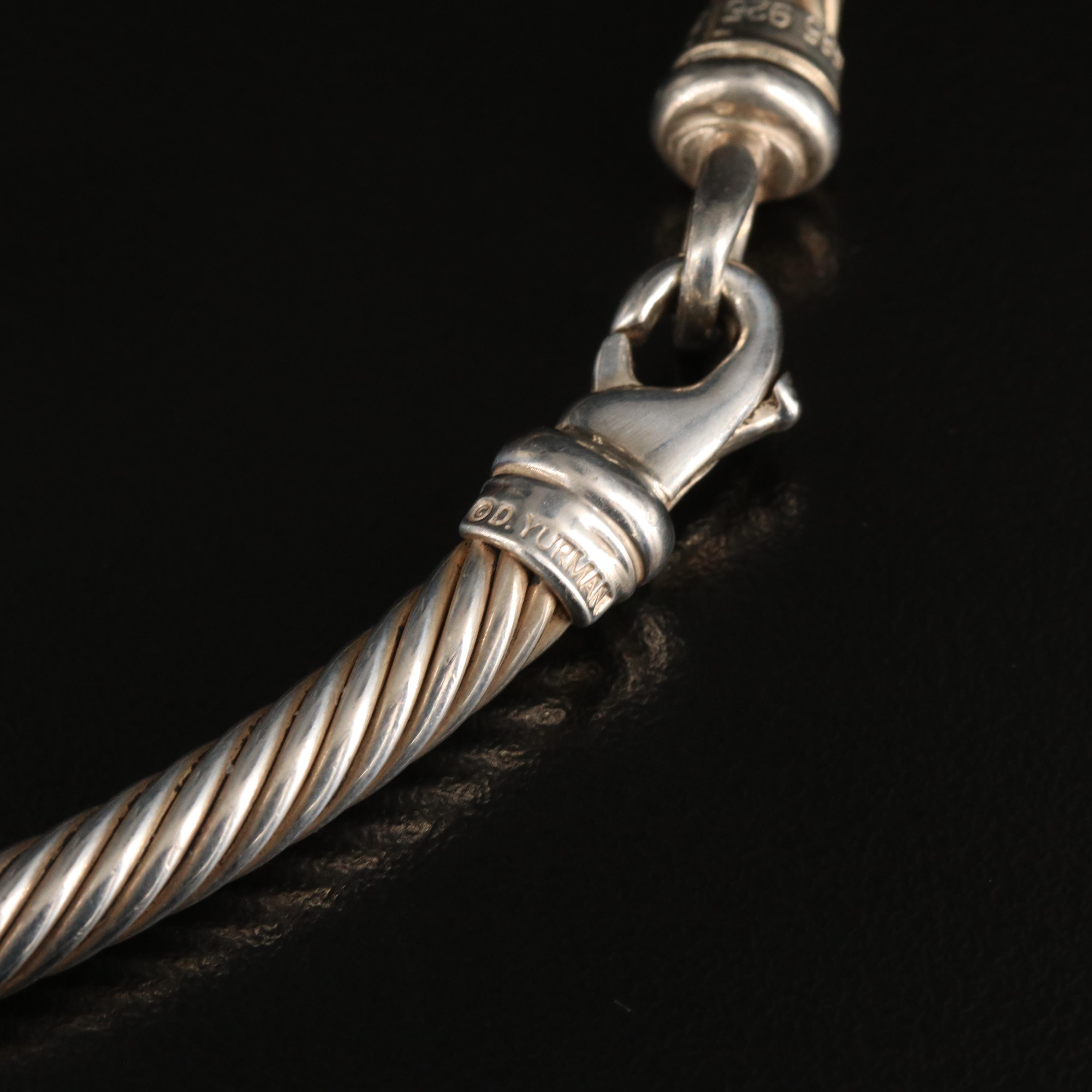 David Yurman "Triple X Cable" Sterling Collar with 14K Accents