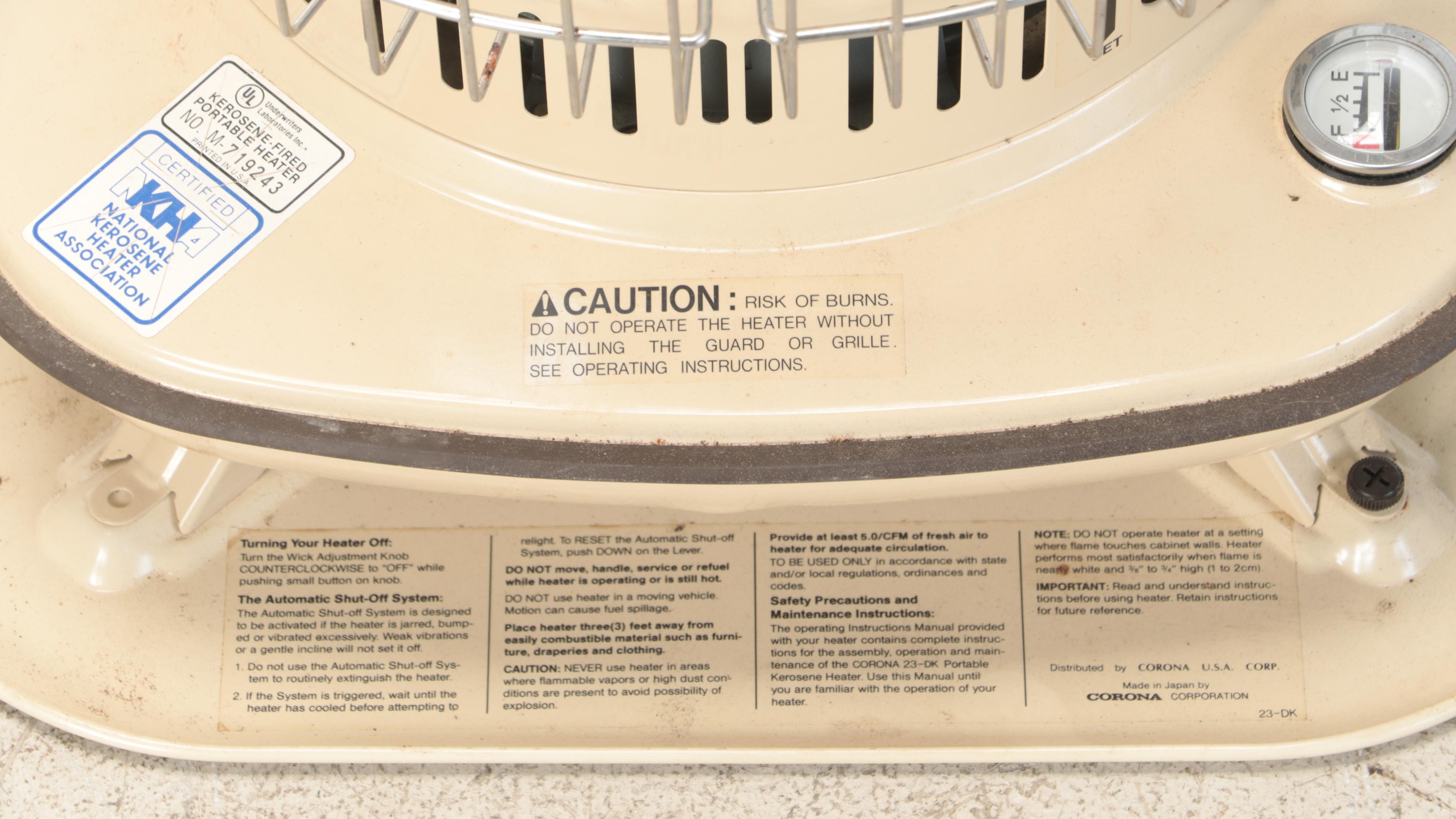 Corona 23-DK Kerosene Portable Space Heater, Late 20th Century