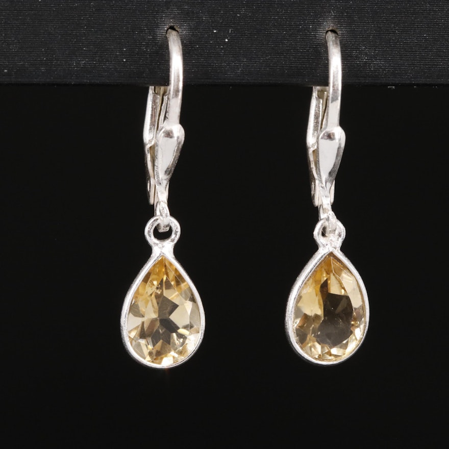 Sterling Citrine Dangle Earrings