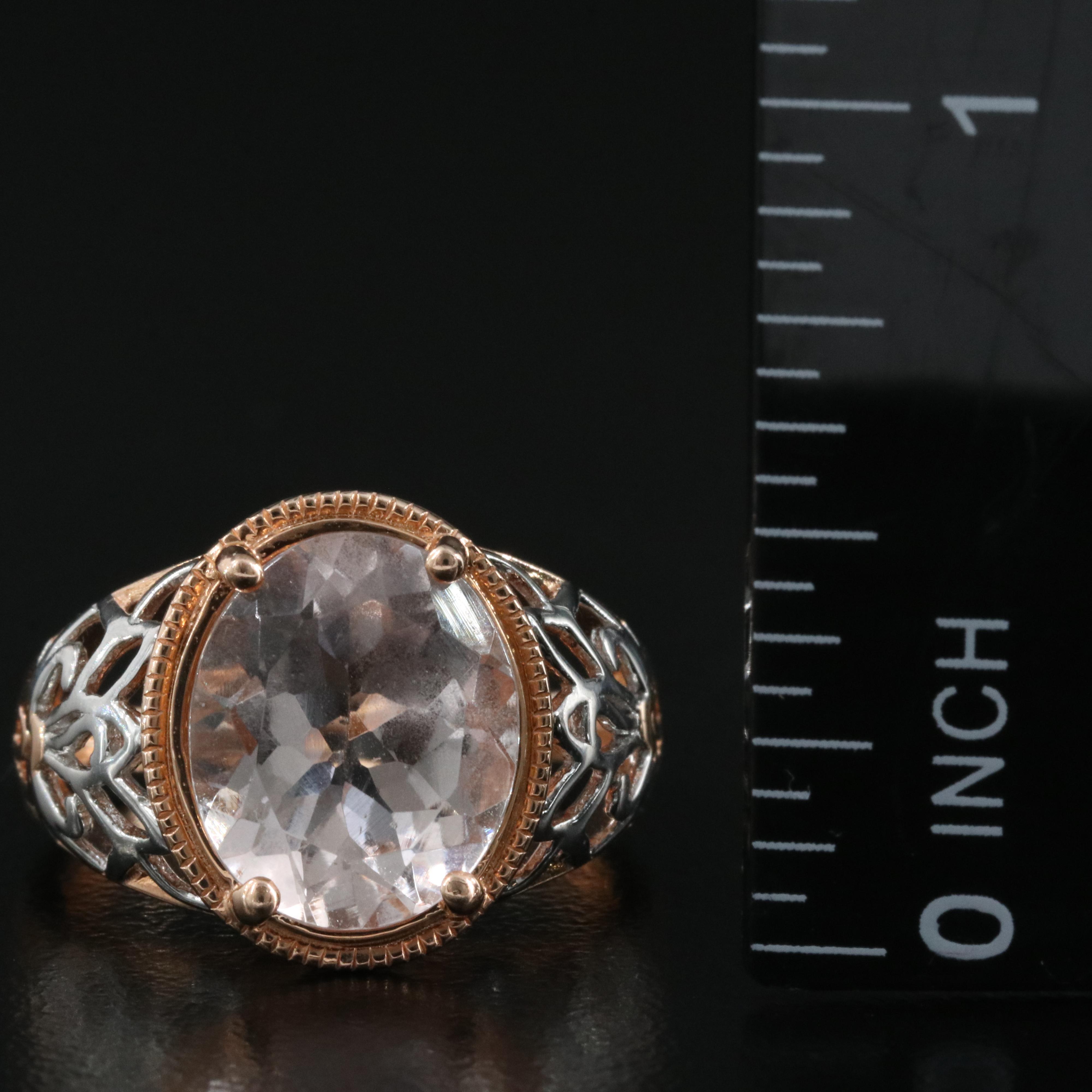 14K Morganite Ring Including Rose and White Gold