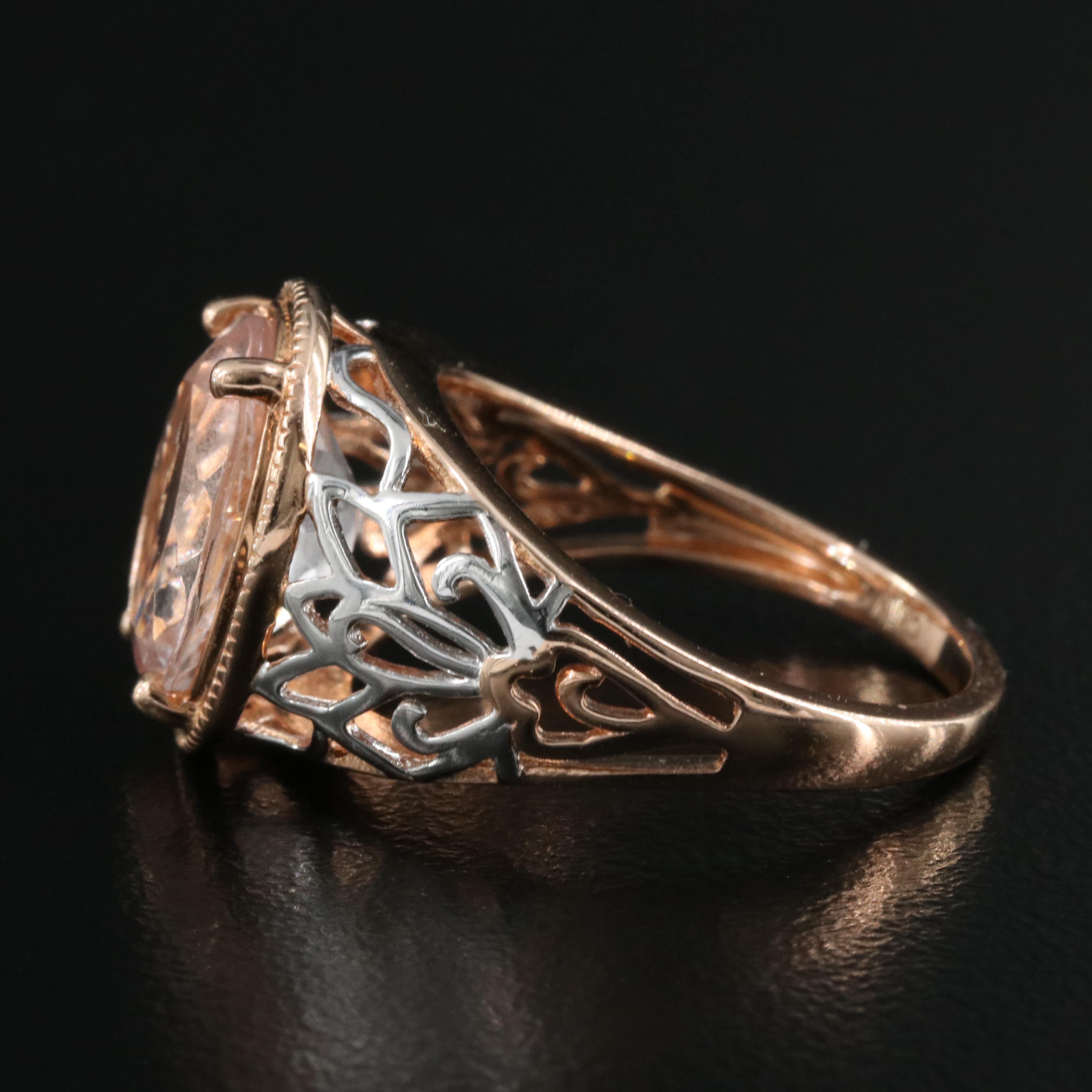 14K Morganite Ring Including Rose and White Gold