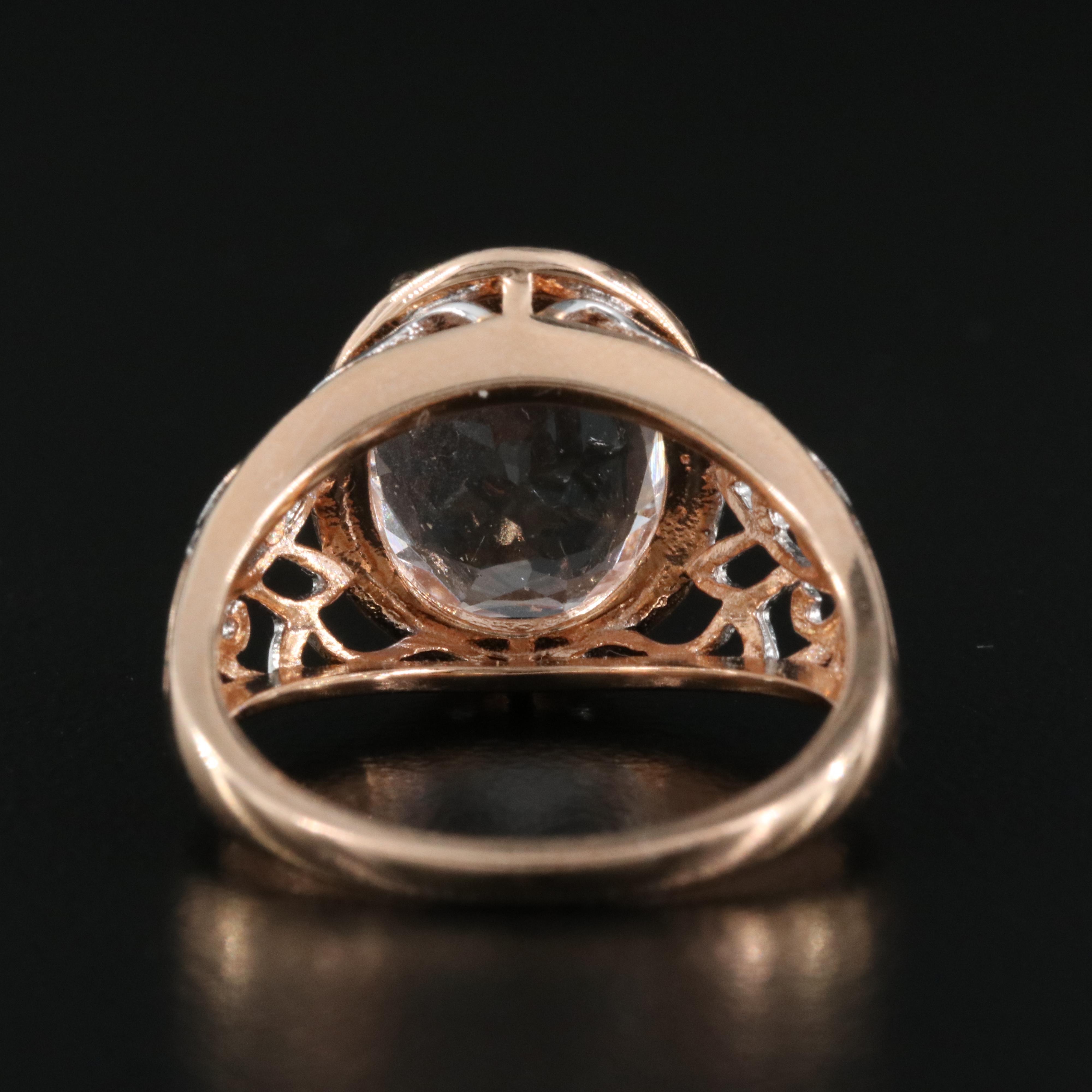 14K Morganite Ring Including Rose and White Gold