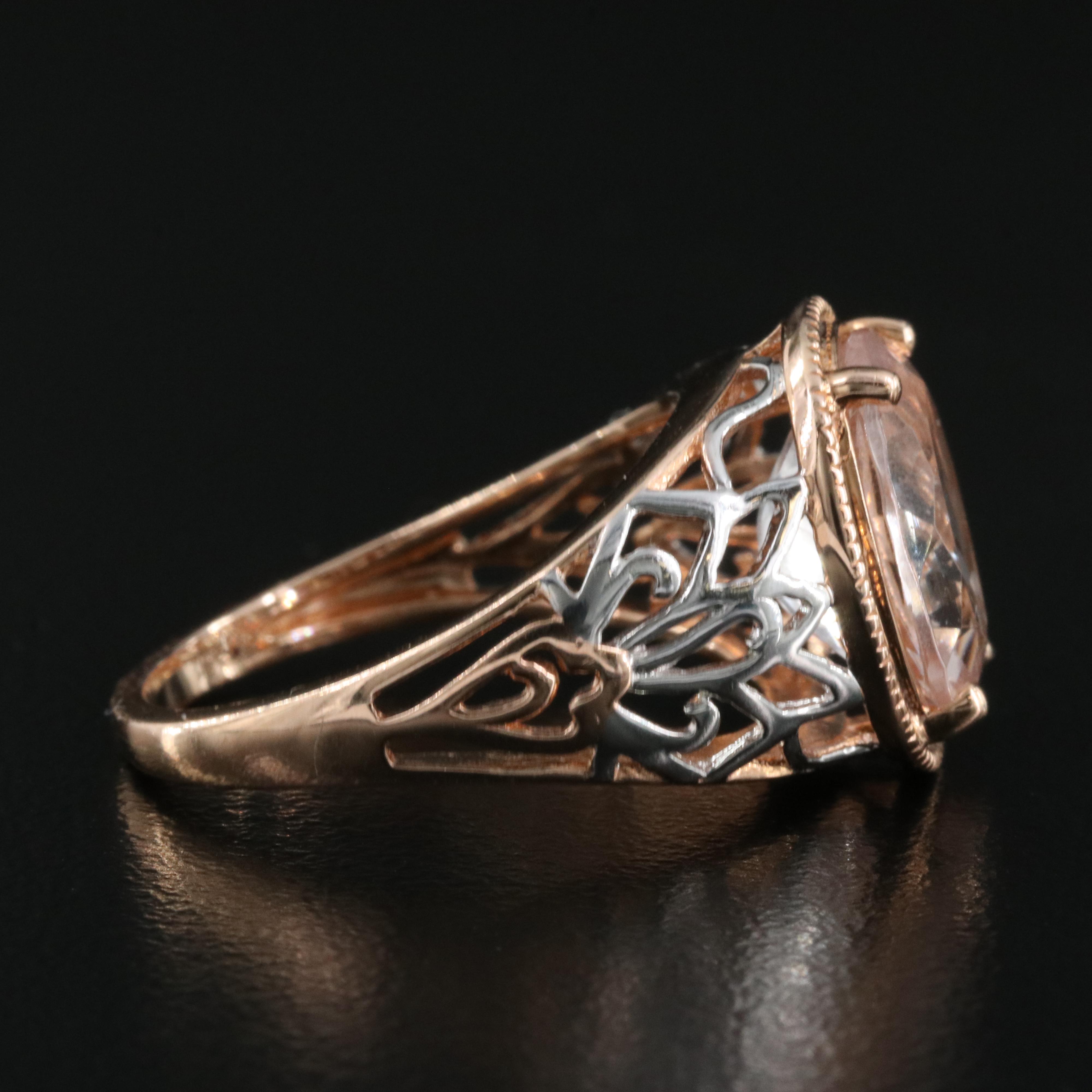 14K Morganite Ring Including Rose and White Gold