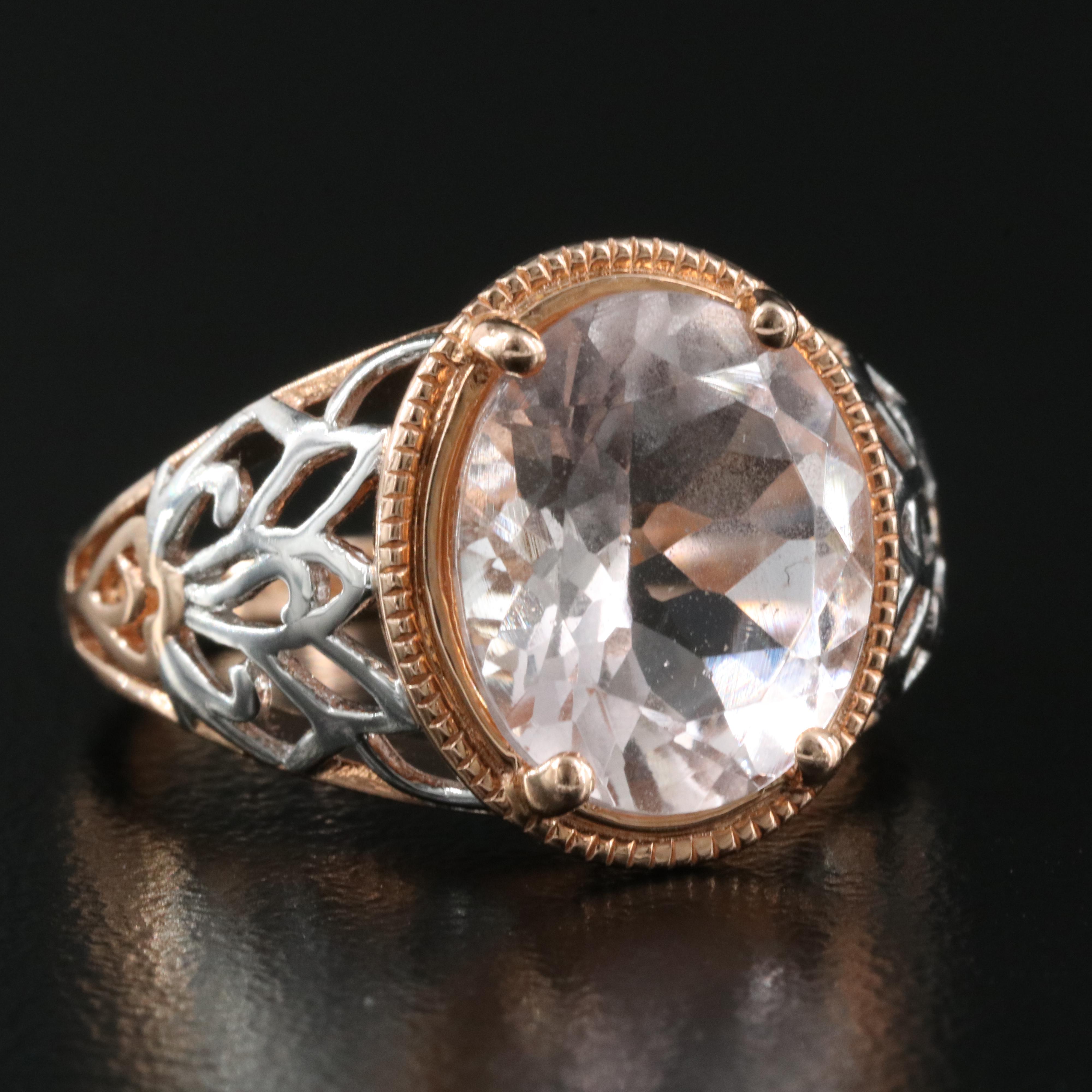 14K Morganite Ring Including Rose and White Gold