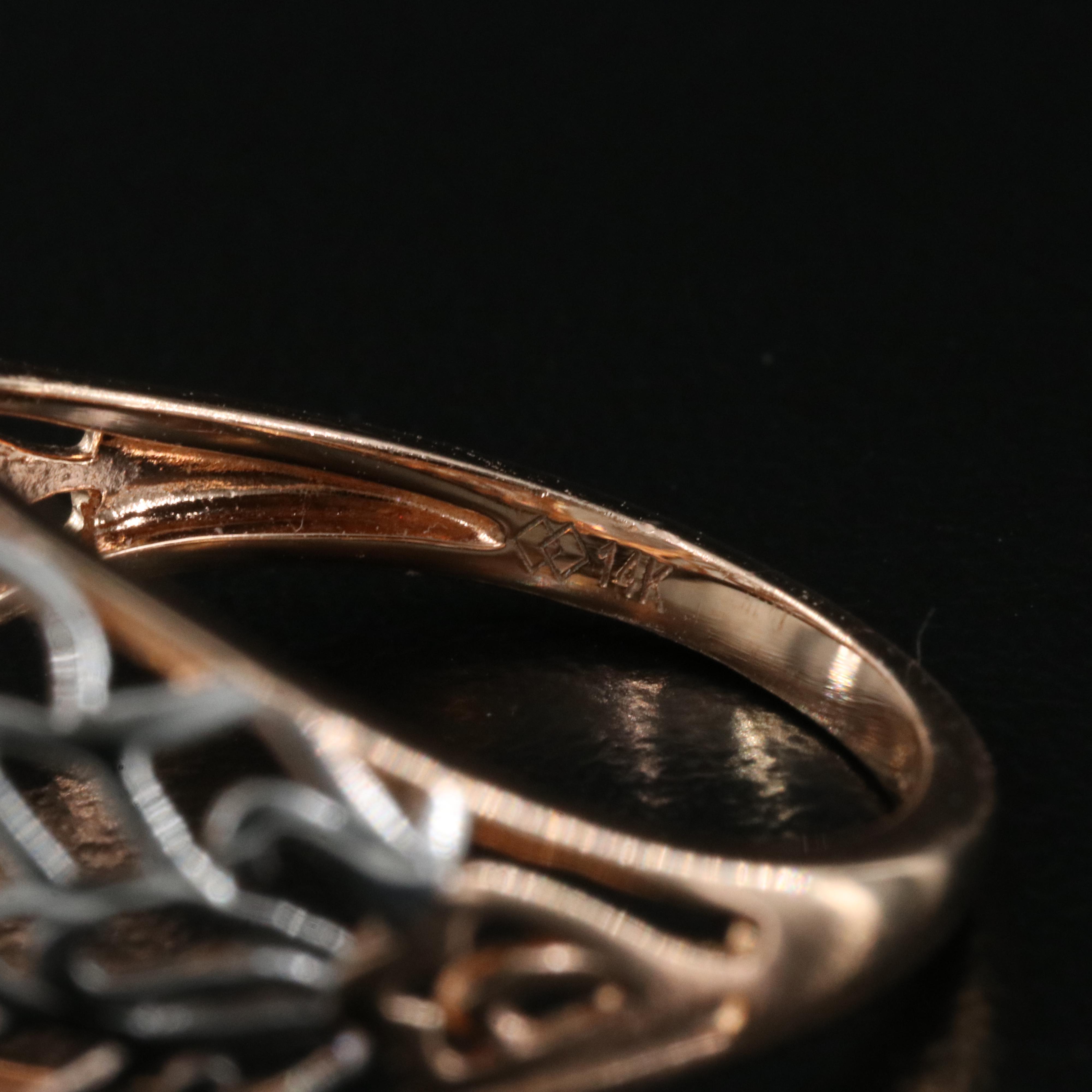 14K Morganite Ring Including Rose and White Gold