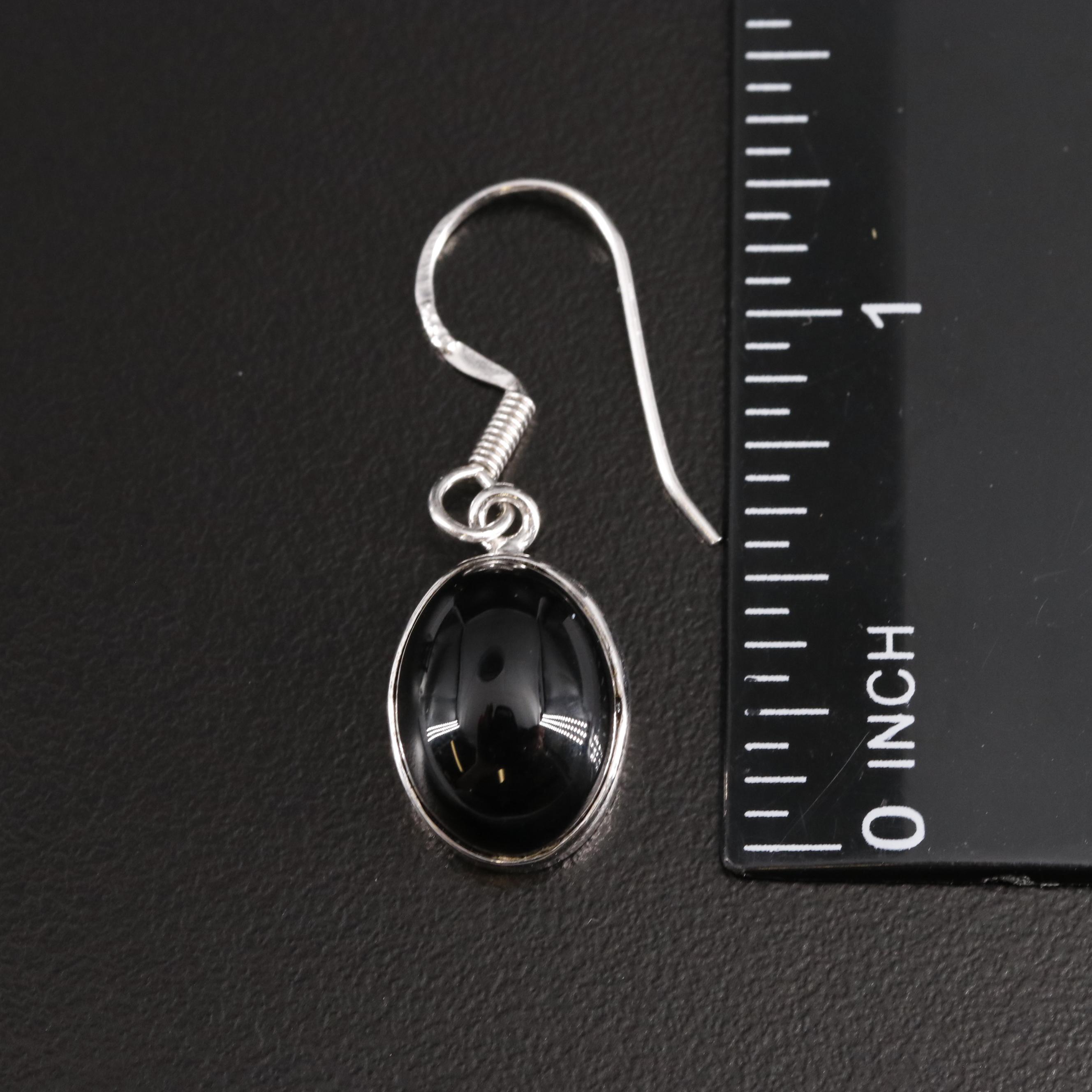Sterling Black Onyx Dangle Earrings