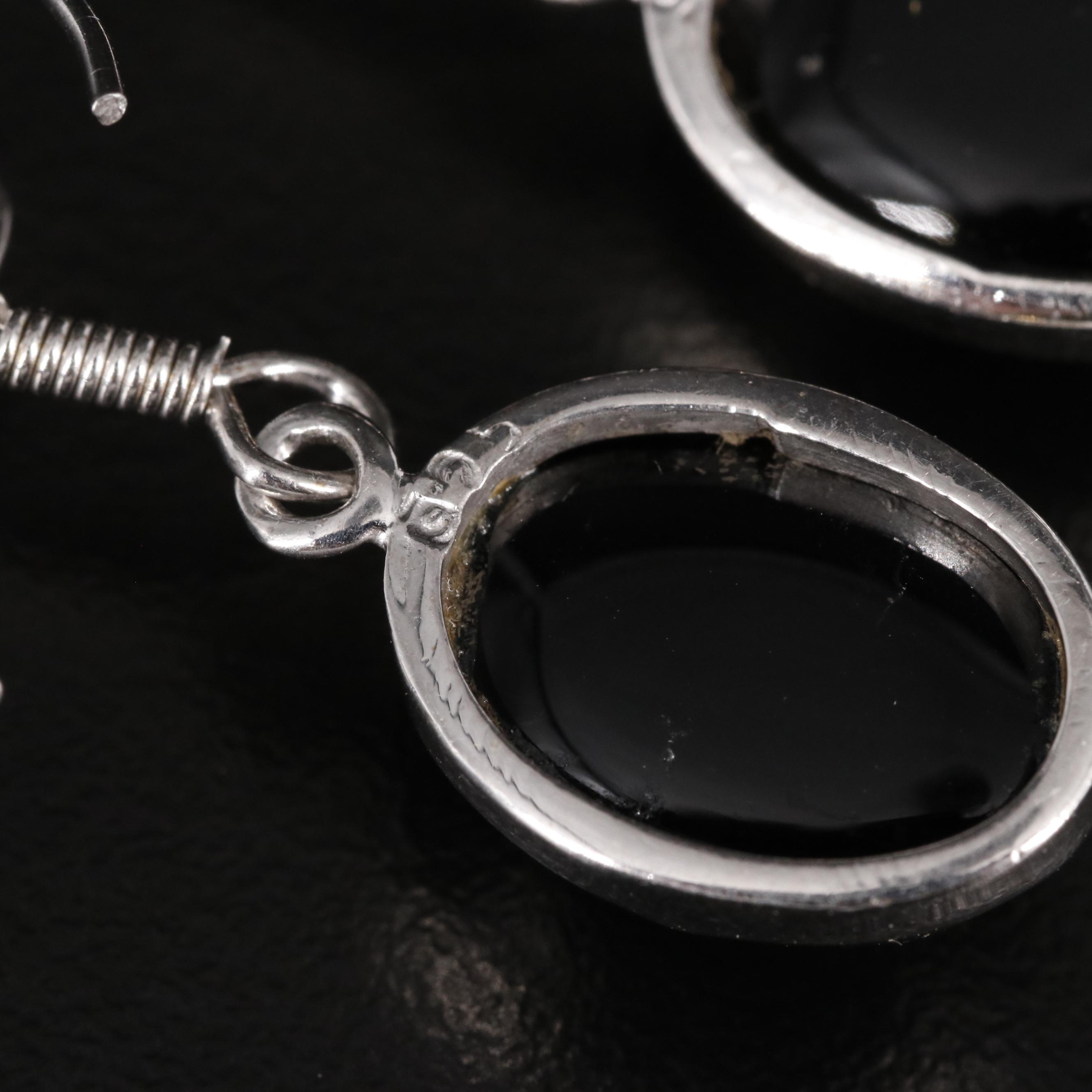 Sterling Black Onyx Dangle Earrings