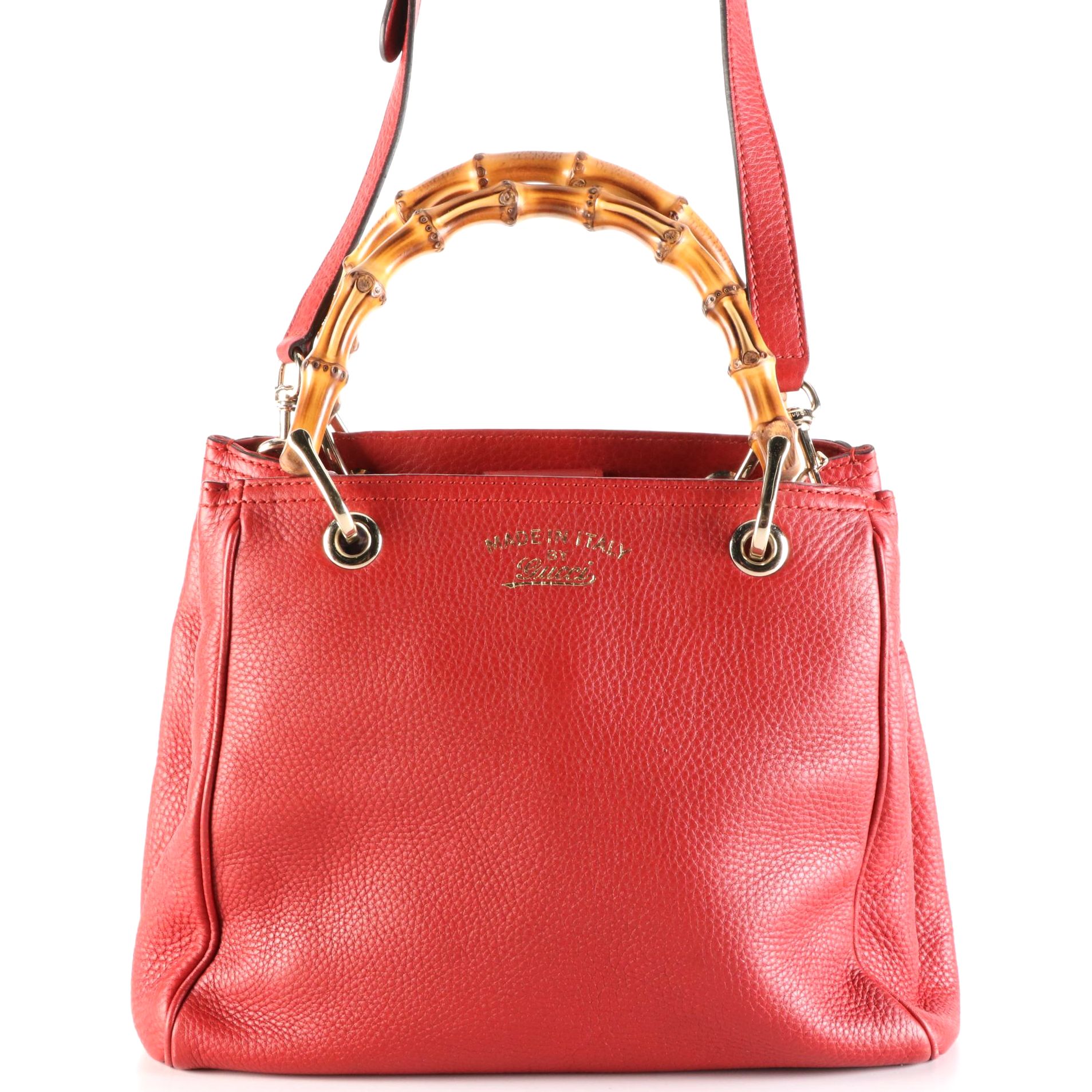 Gucci Bamboo Small Shopper Tote in Grain Leather