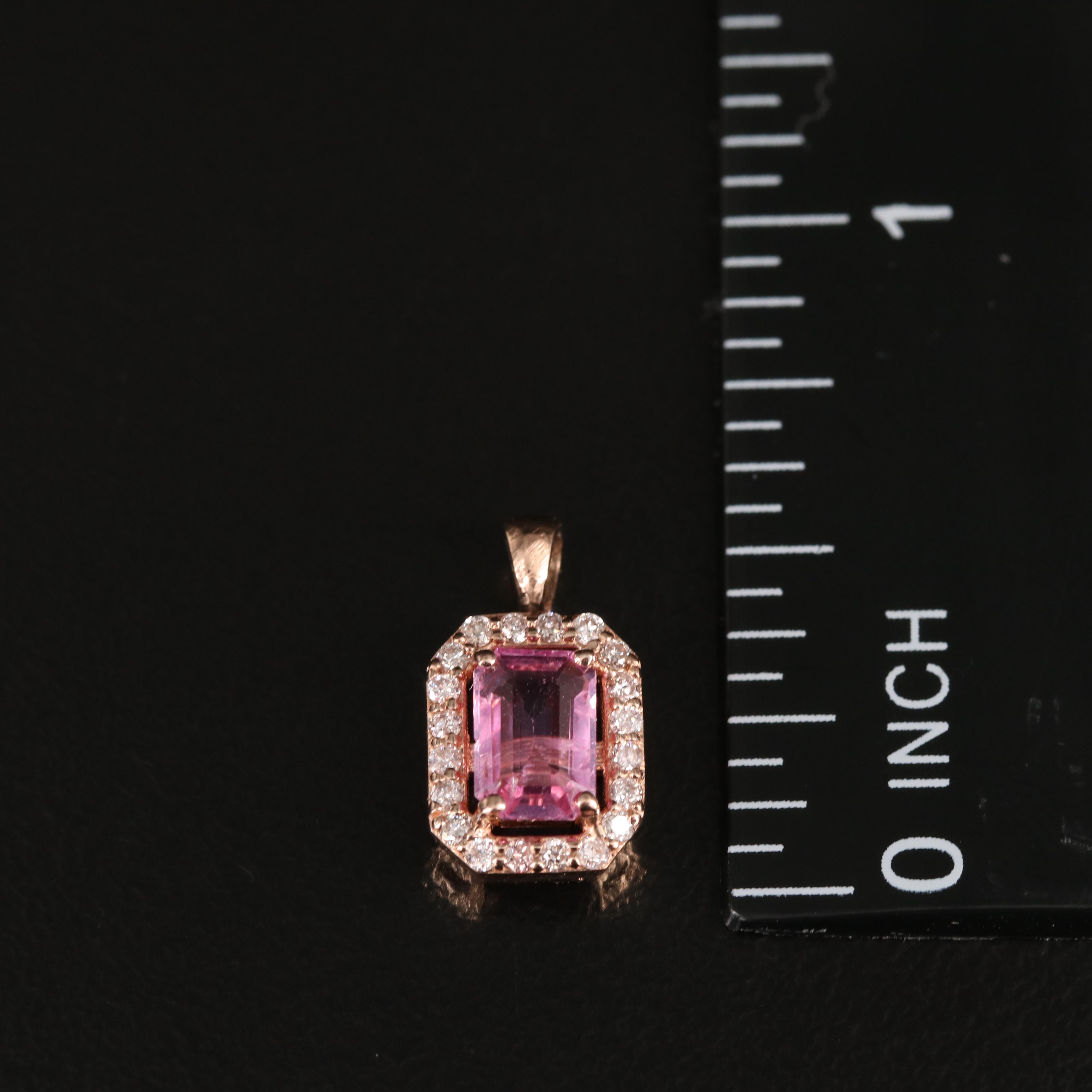 14K Rose Gold Sapphire and Diamond Pendant