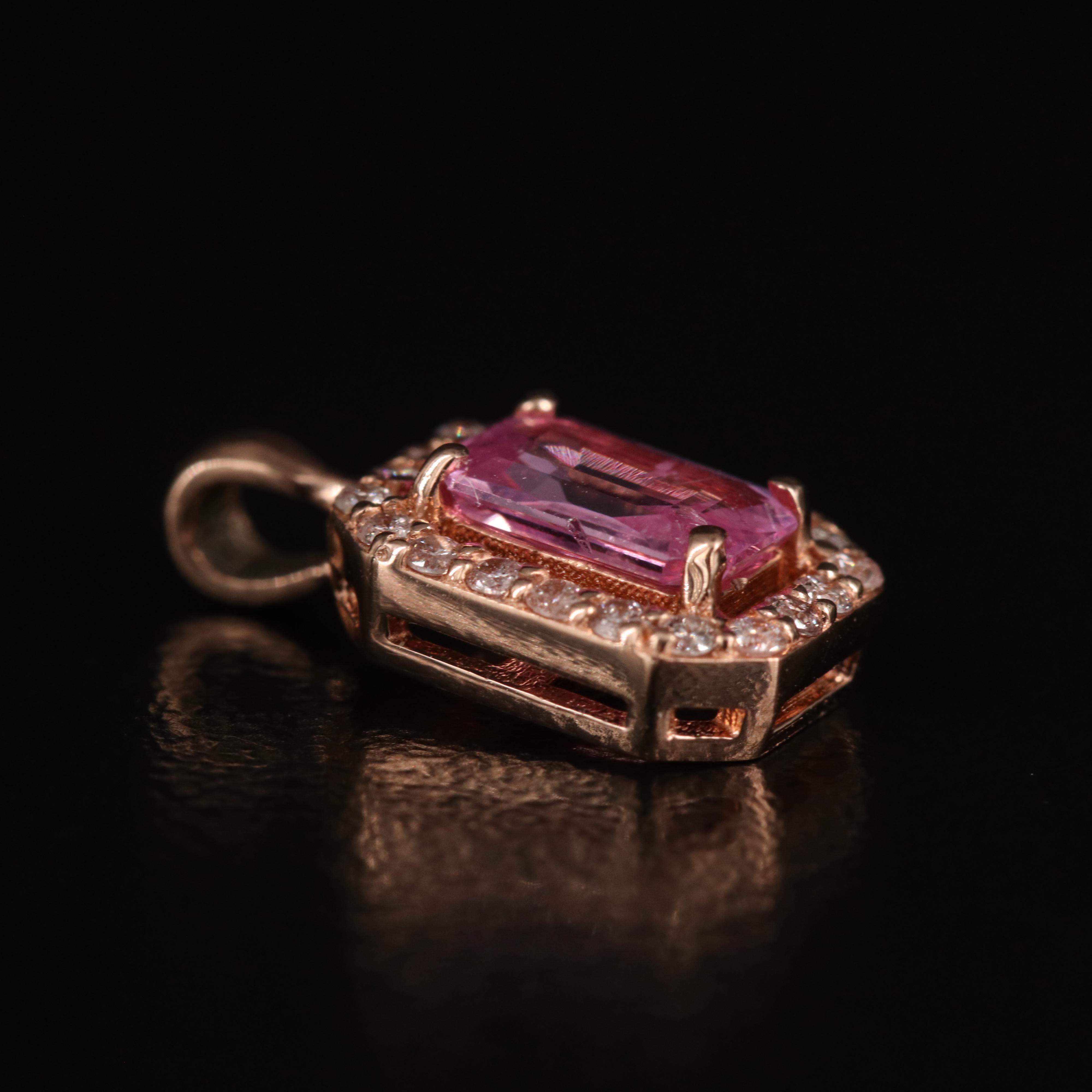 14K Rose Gold Sapphire and Diamond Pendant