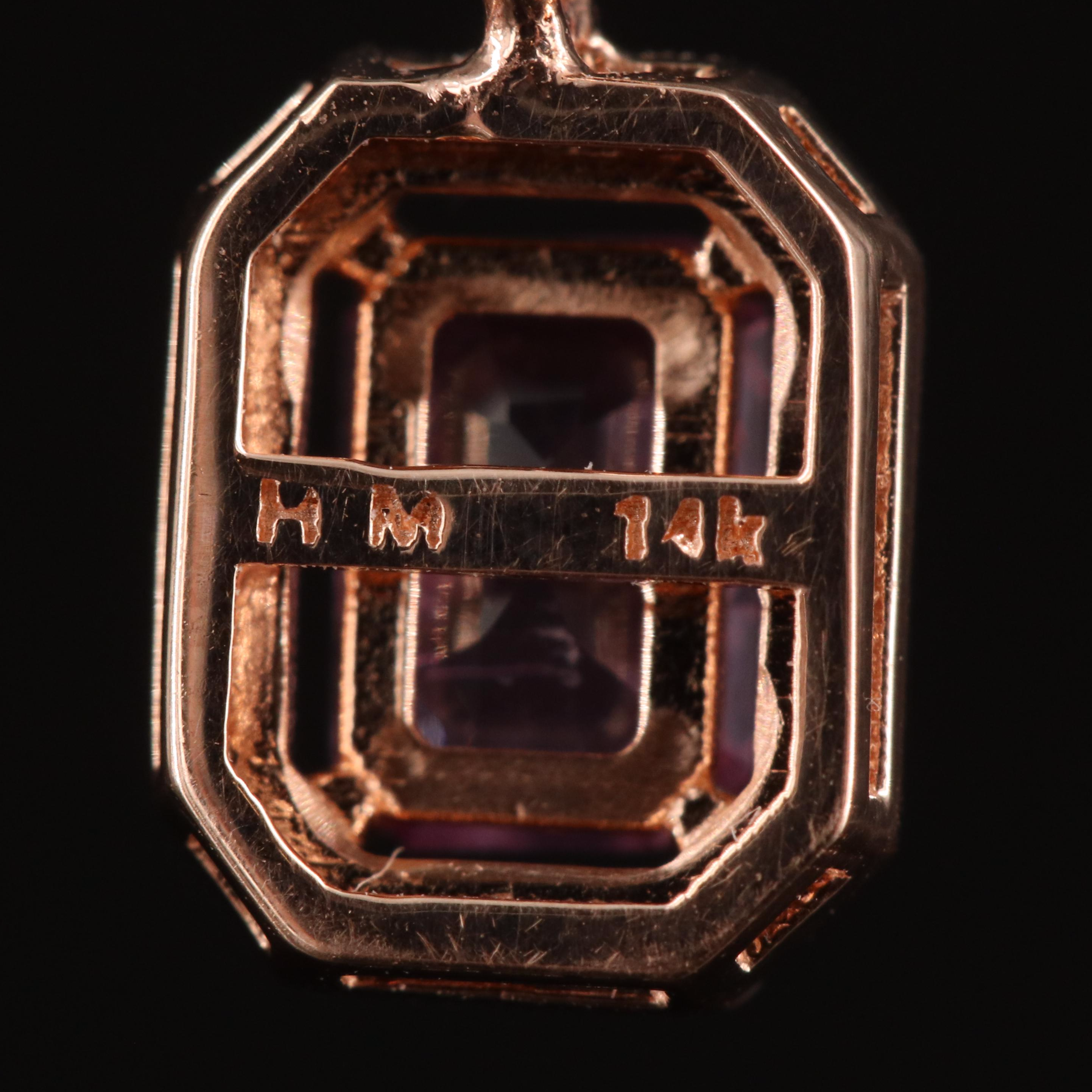 14K Rose Gold Sapphire and Diamond Pendant