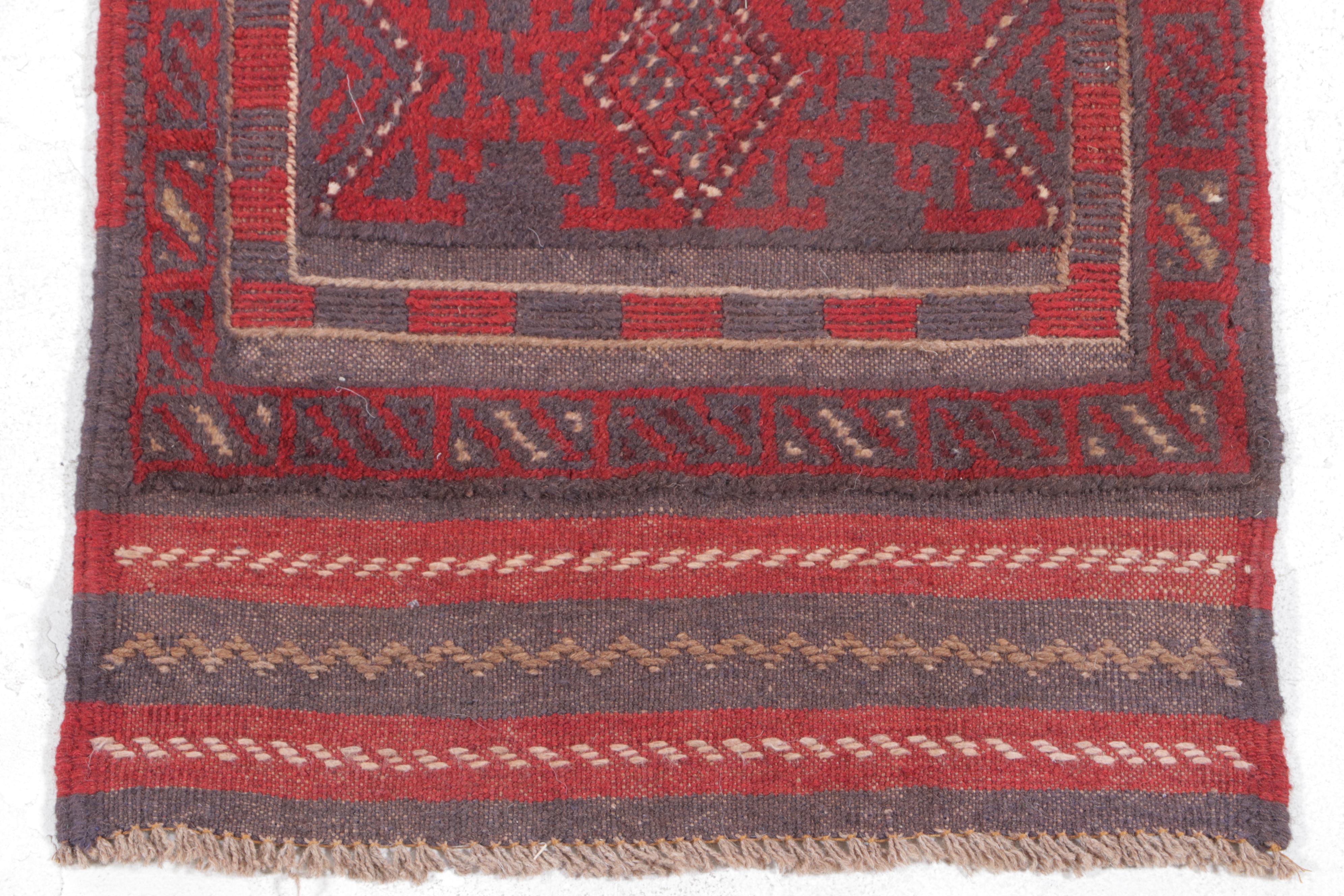 1'10 x 8' Hand-Knotted Afghan Kunduz Carpet Runner