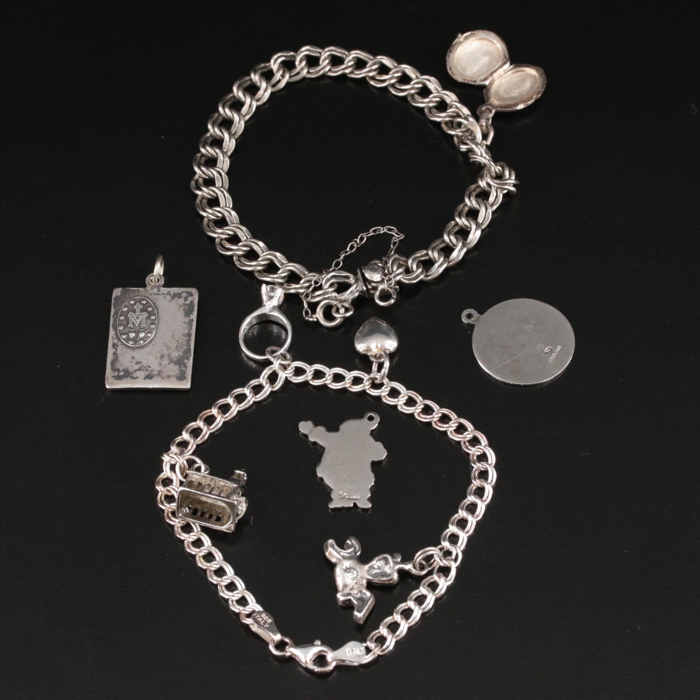 Sterling Charm Bracelets Including Cubic Zirconia and Enamel Accents