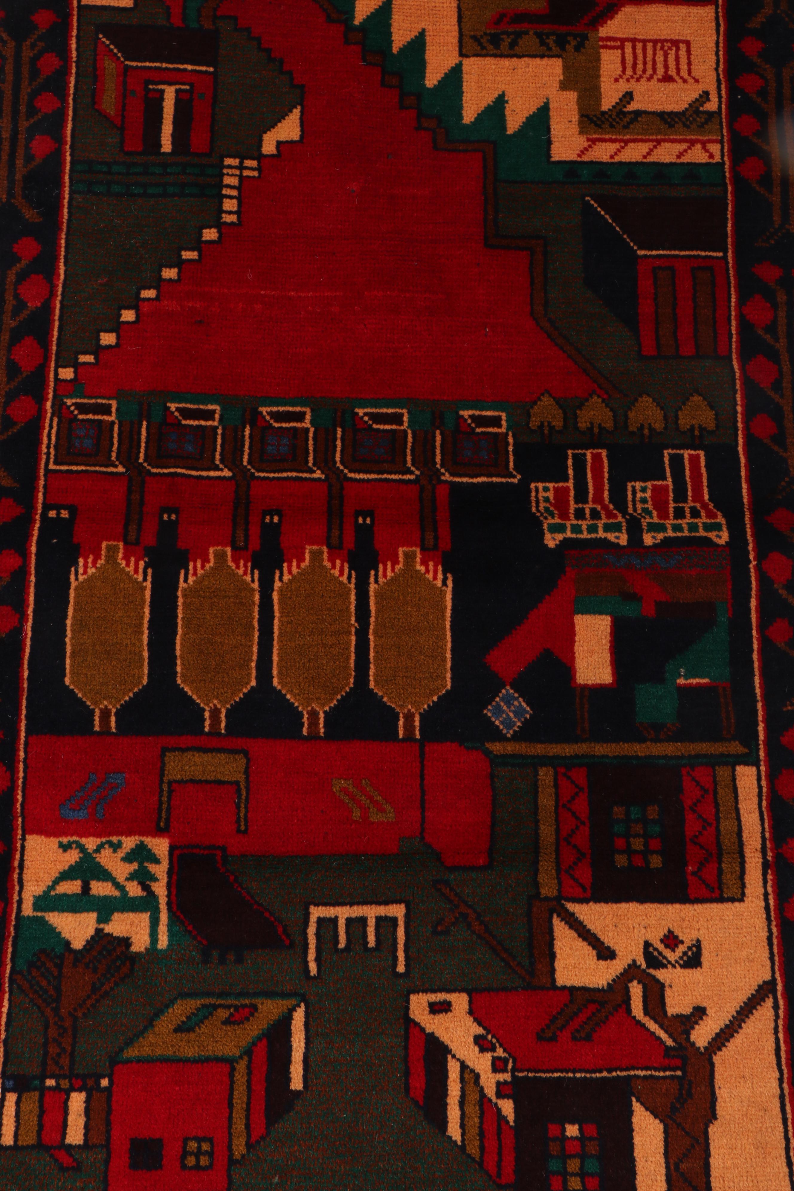 2'10 x 4'10 Hand-Knotted Afghan Pictorial War Accent Rug