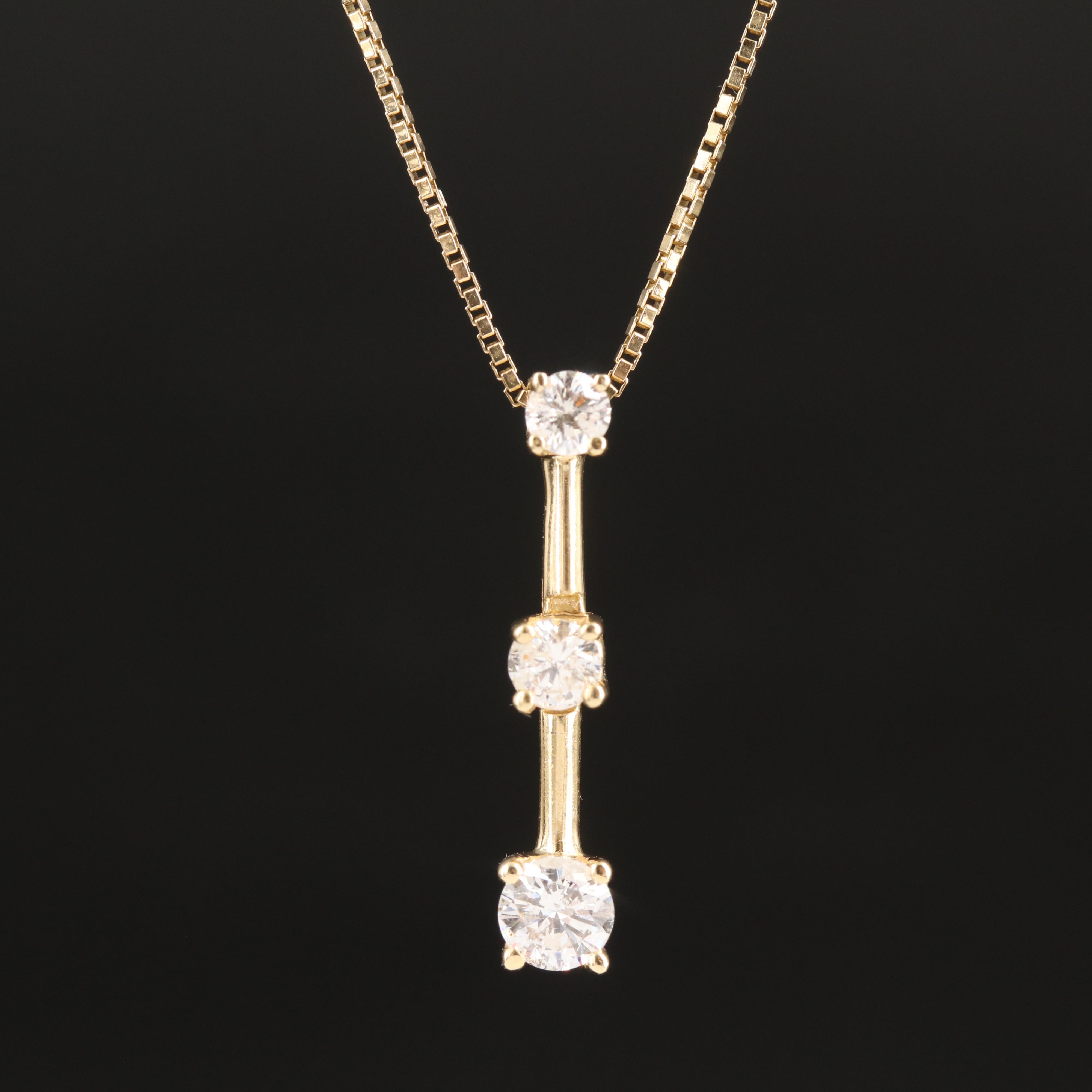 14K 0.47 CTW Diamond Three Stone Pendant Necklace