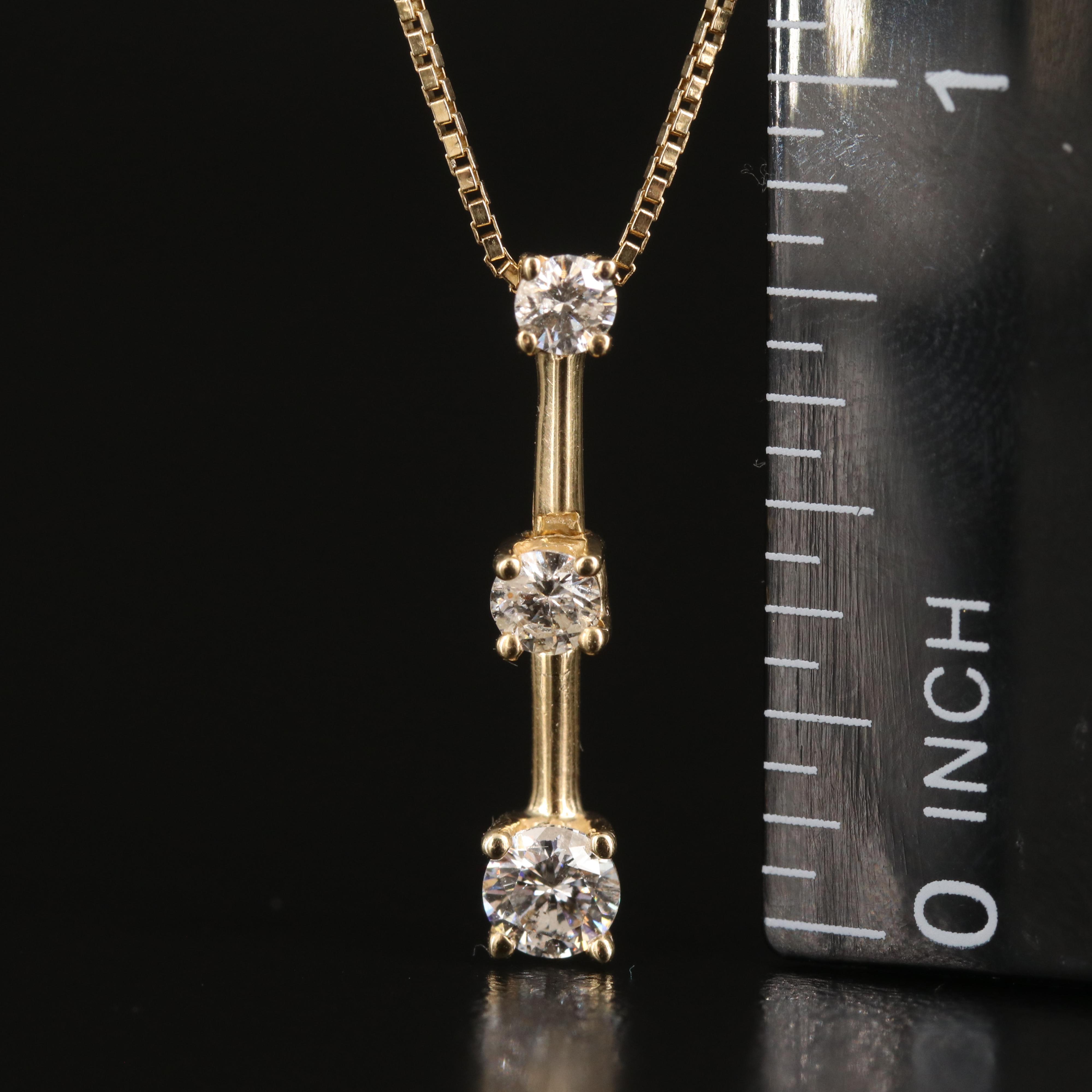 14K 0.47 CTW Diamond Three Stone Pendant Necklace