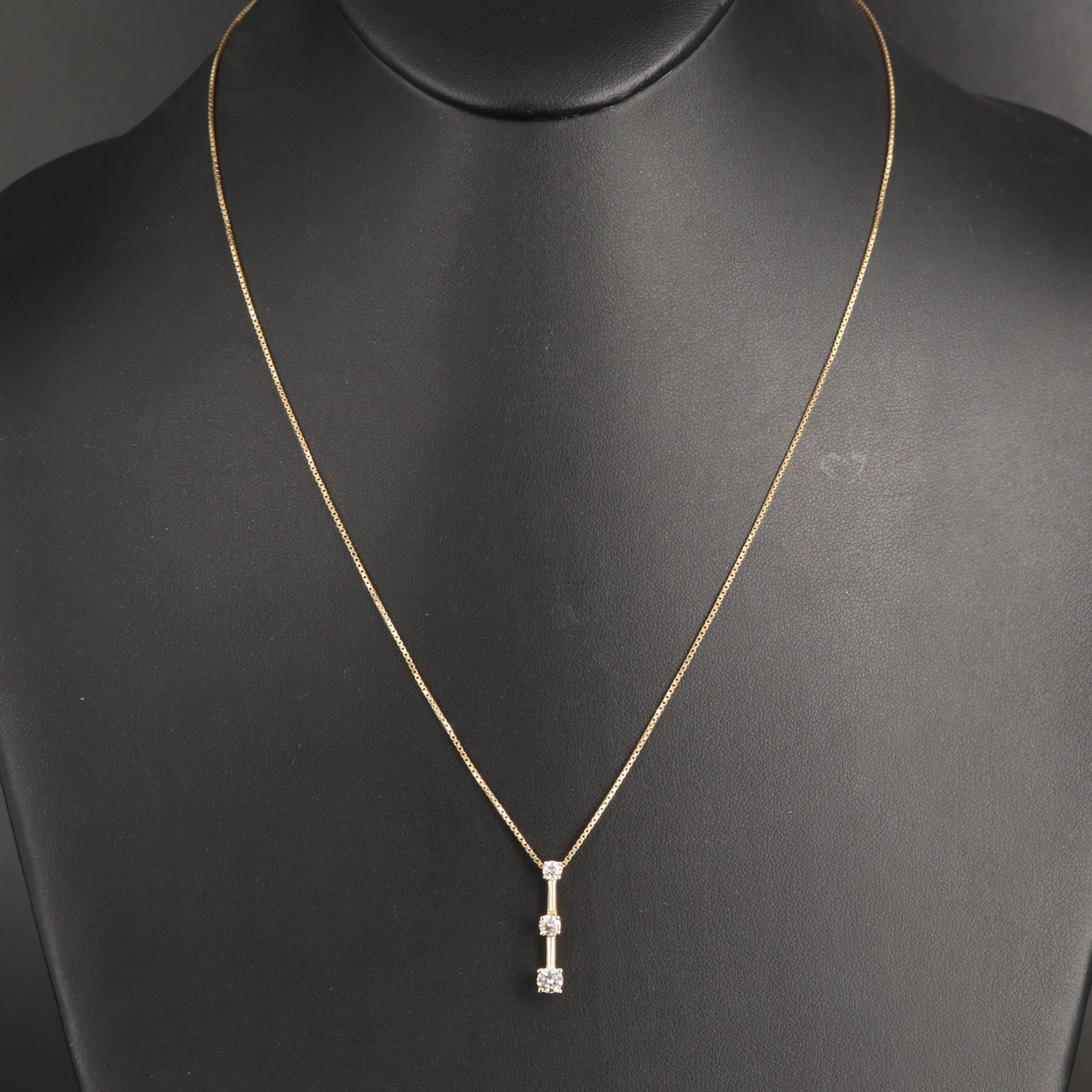 14K 0.47 CTW Diamond Three Stone Pendant Necklace