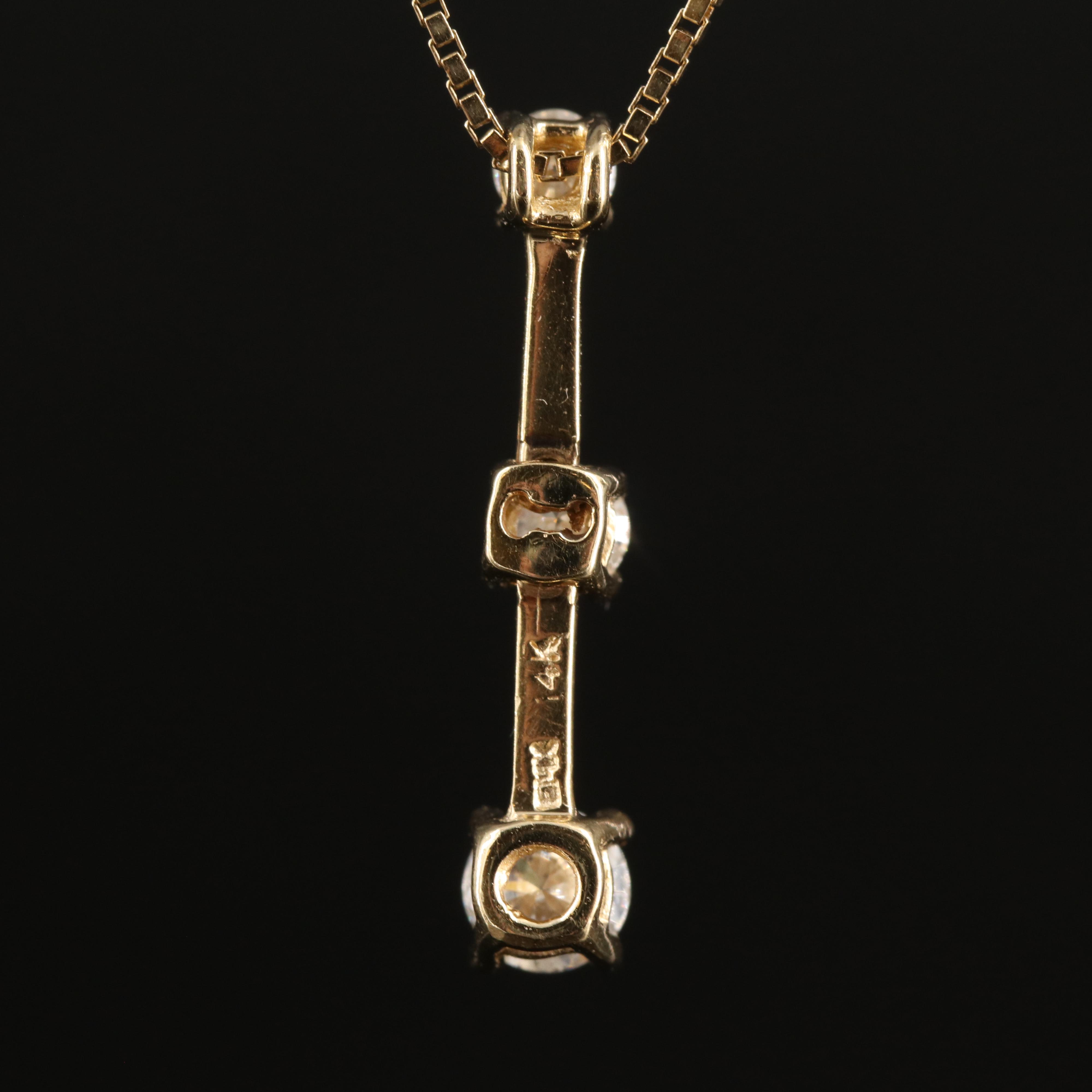 14K 0.47 CTW Diamond Three Stone Pendant Necklace
