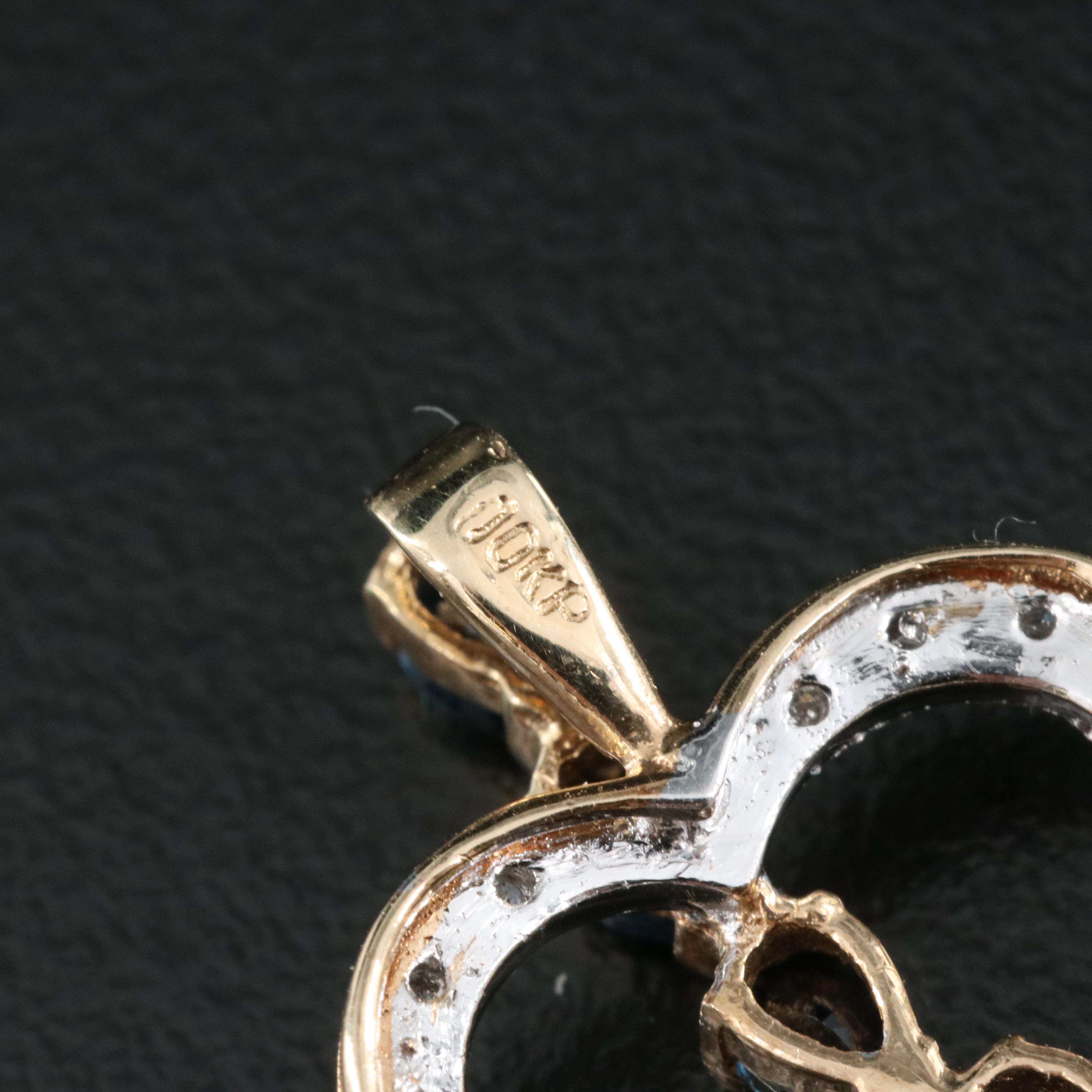 10K Sapphire and Diamond Heart Pendant