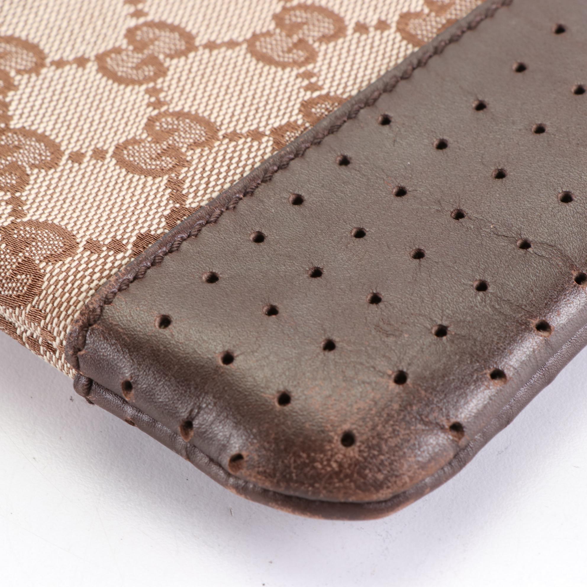 Gucci GG Canvas and Leather Flat Crossbody Bag