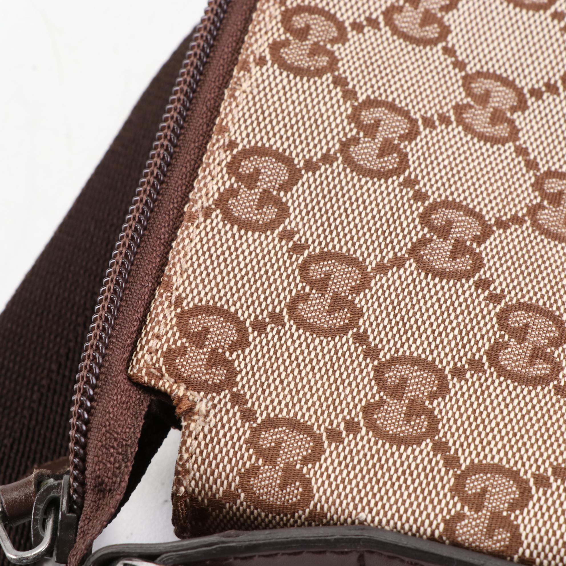 Gucci GG Canvas and Leather Flat Crossbody Bag