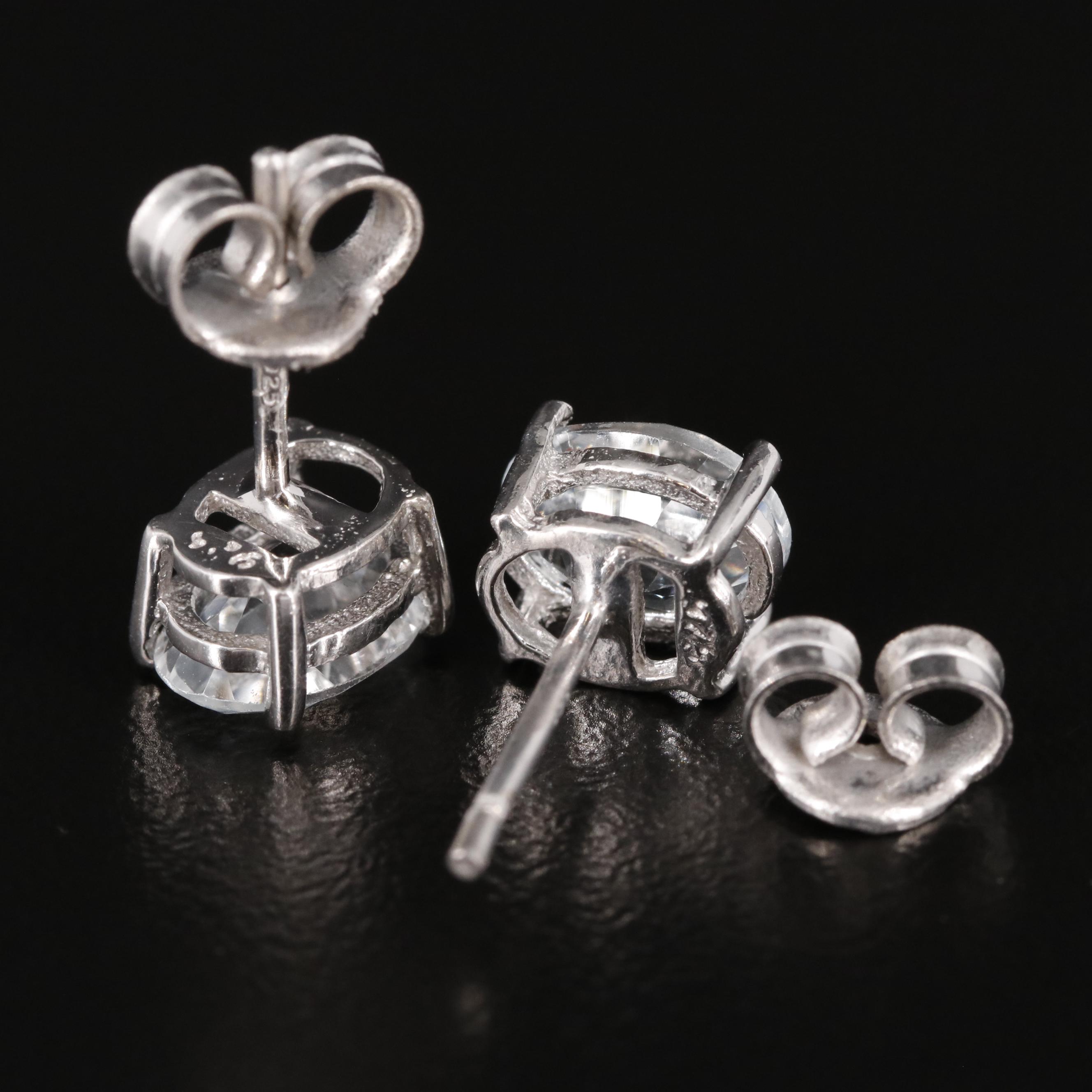 Sterling Topaz Stud Earrings