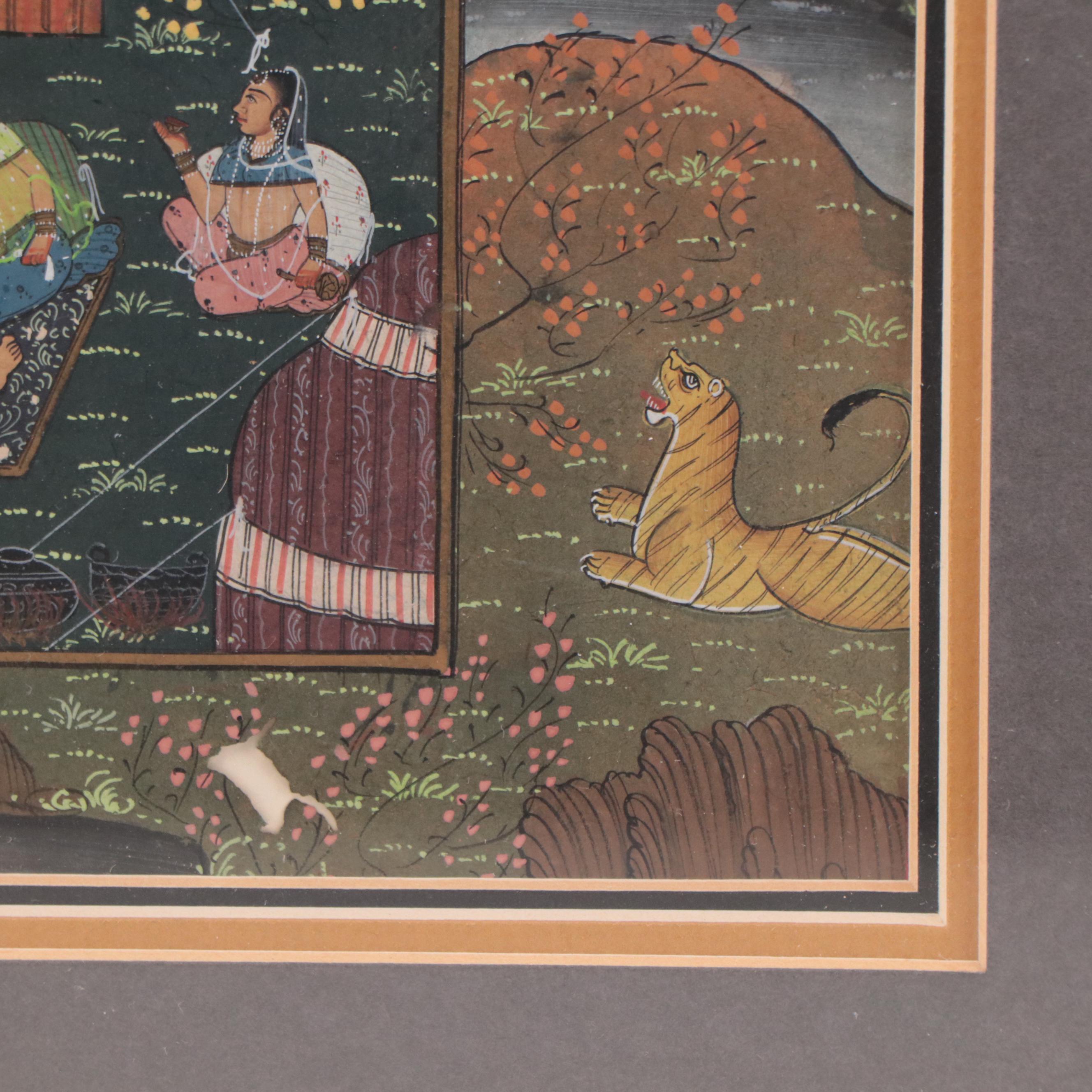 Rajput Goauche Painting of Court and Hunting Scenes