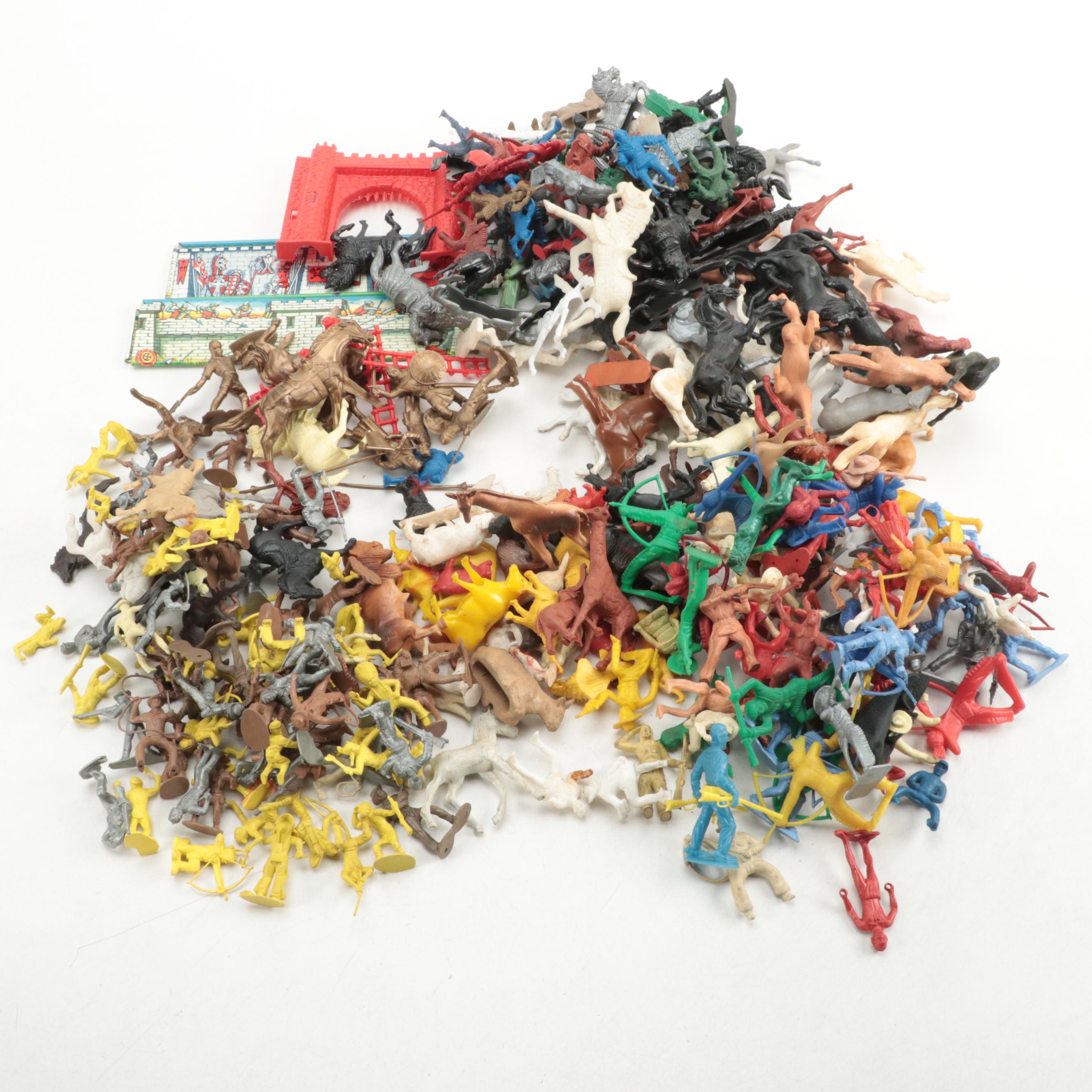 Bergen Toy, Tim Mee with Other Plastic Toy Animals, Knights Cowboys and More