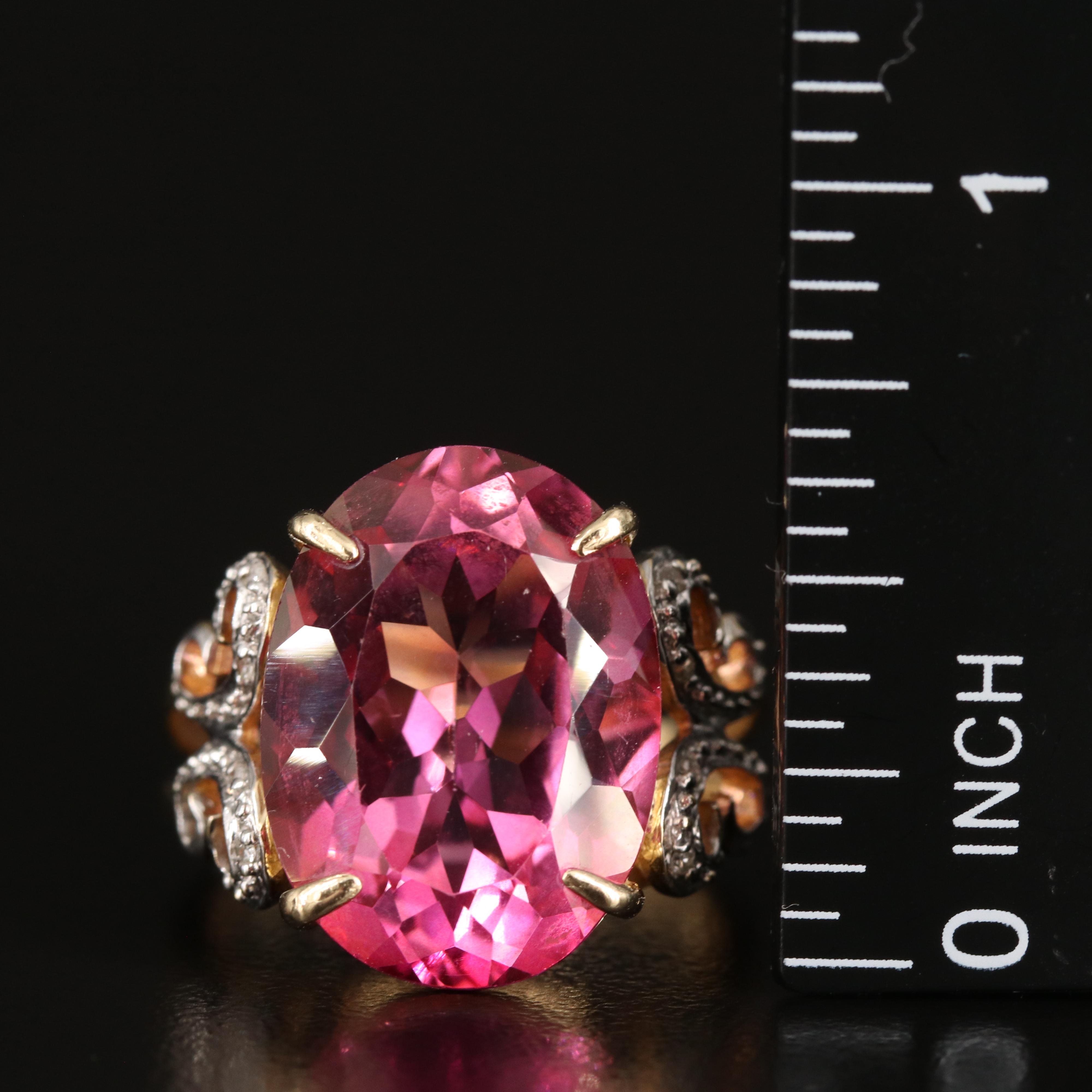 14K 15.67 CT Topaz and Diamond Ring