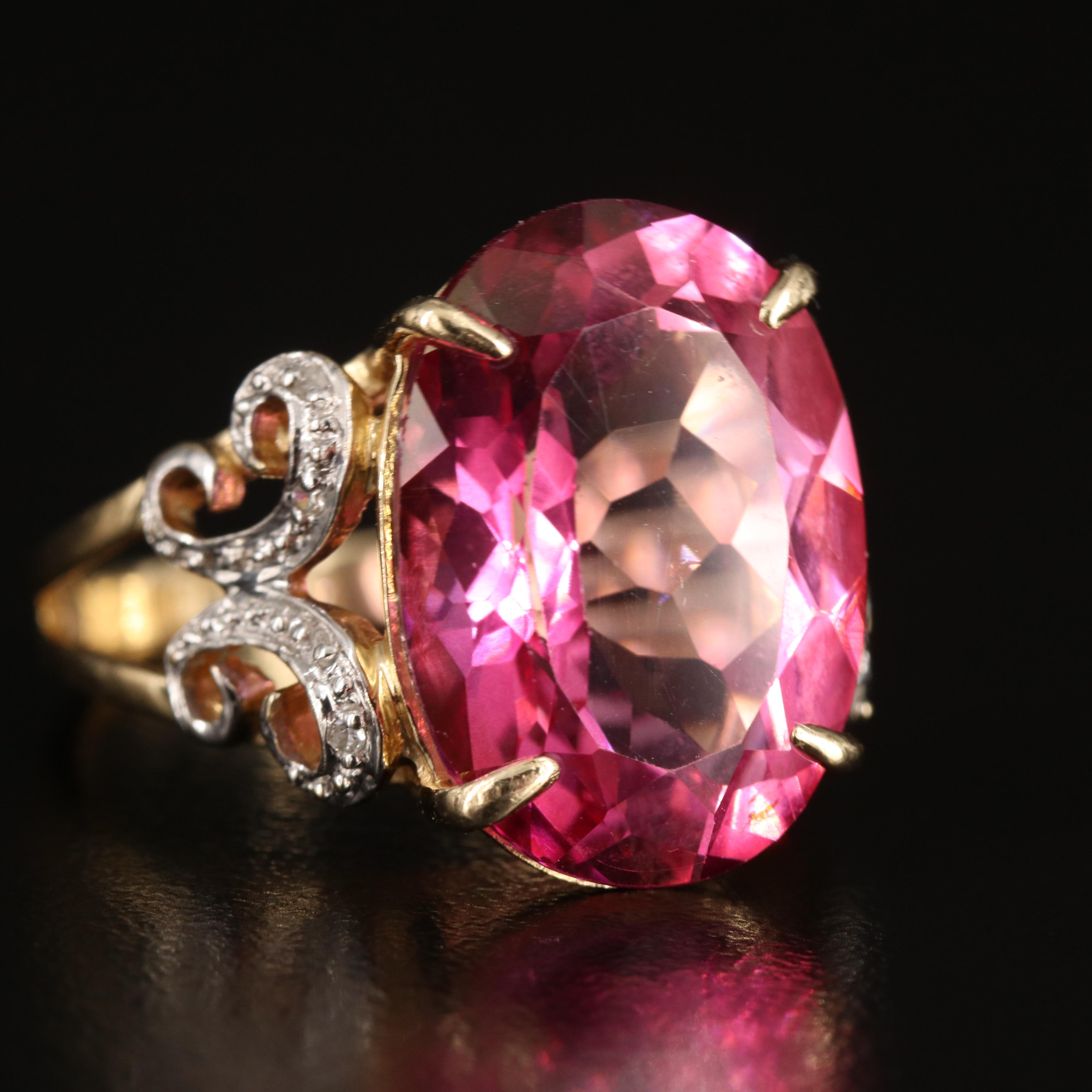 14K 15.67 CT Topaz and Diamond Ring