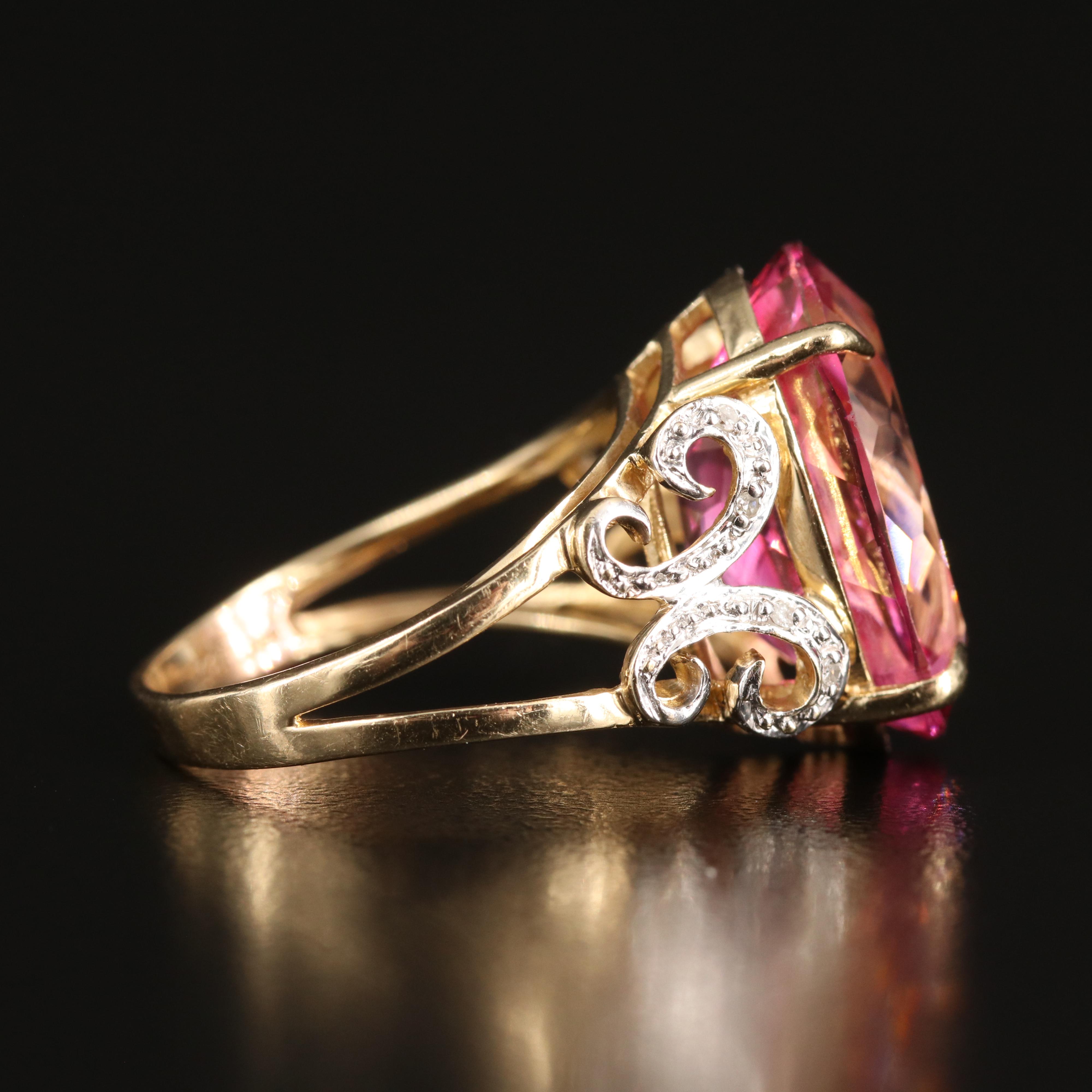 14K 15.67 CT Topaz and Diamond Ring