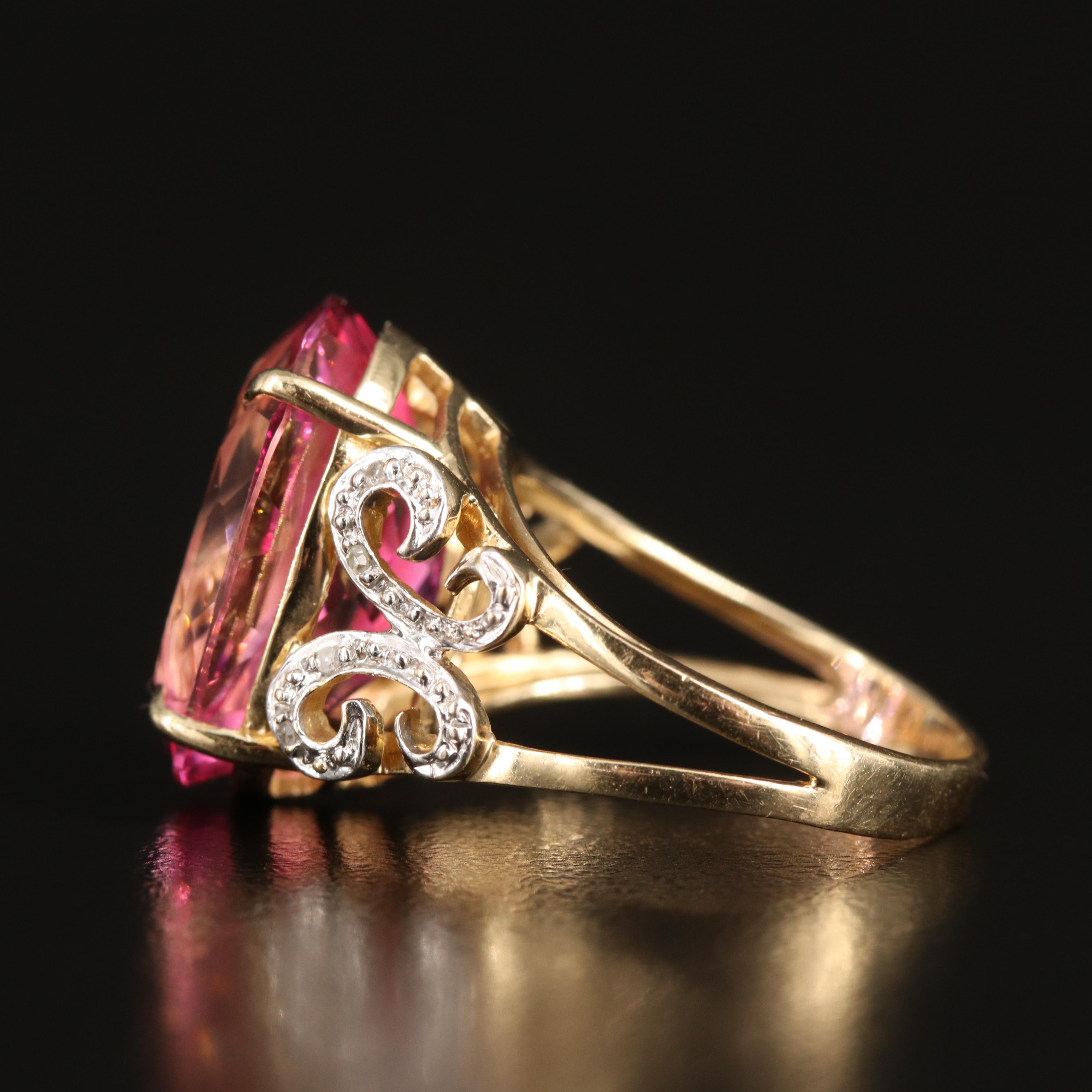 14K 15.67 CT Topaz and Diamond Ring