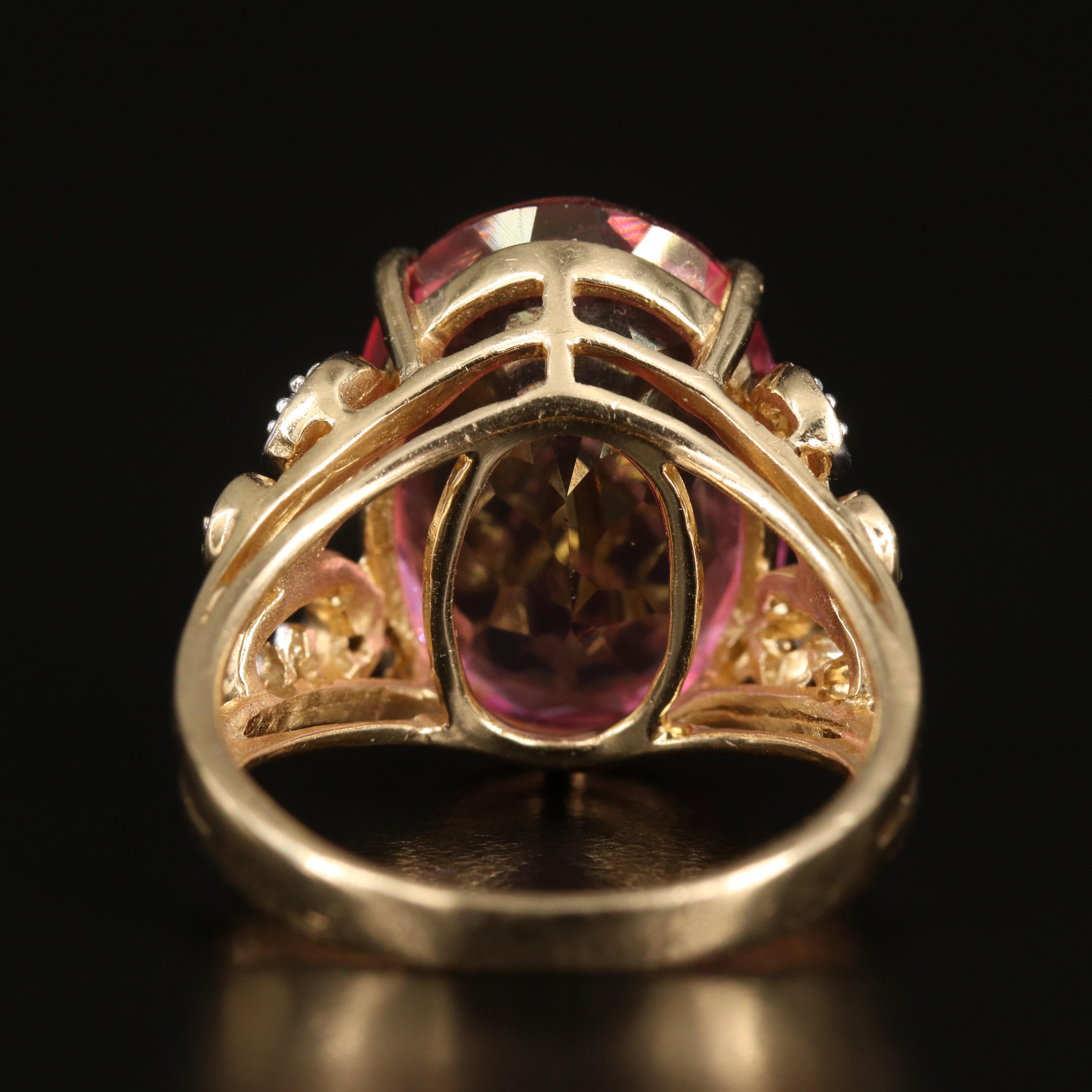 14K 15.67 CT Topaz and Diamond Ring