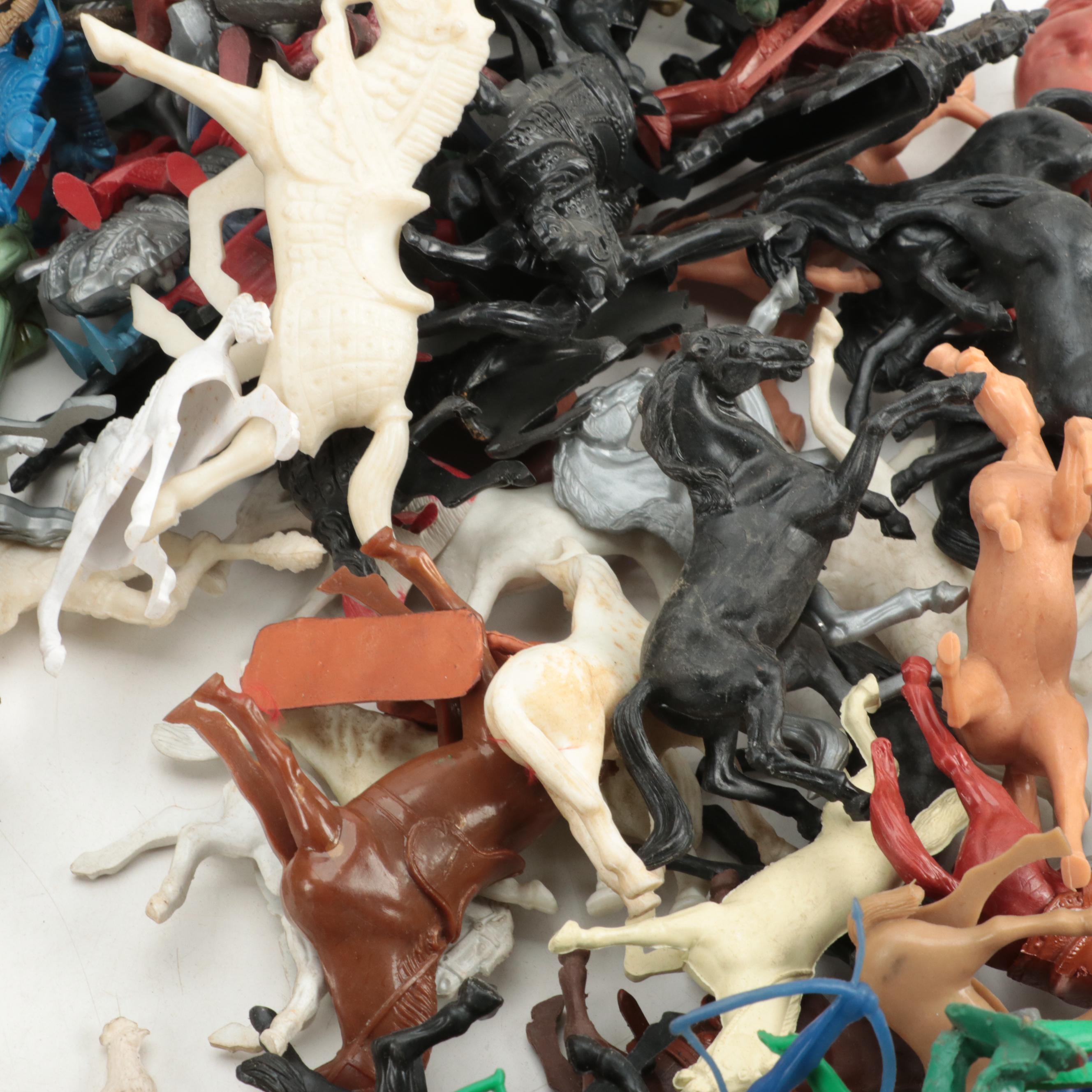Bergen Toy, Tim Mee with Other Plastic Toy Animals, Knights Cowboys and More