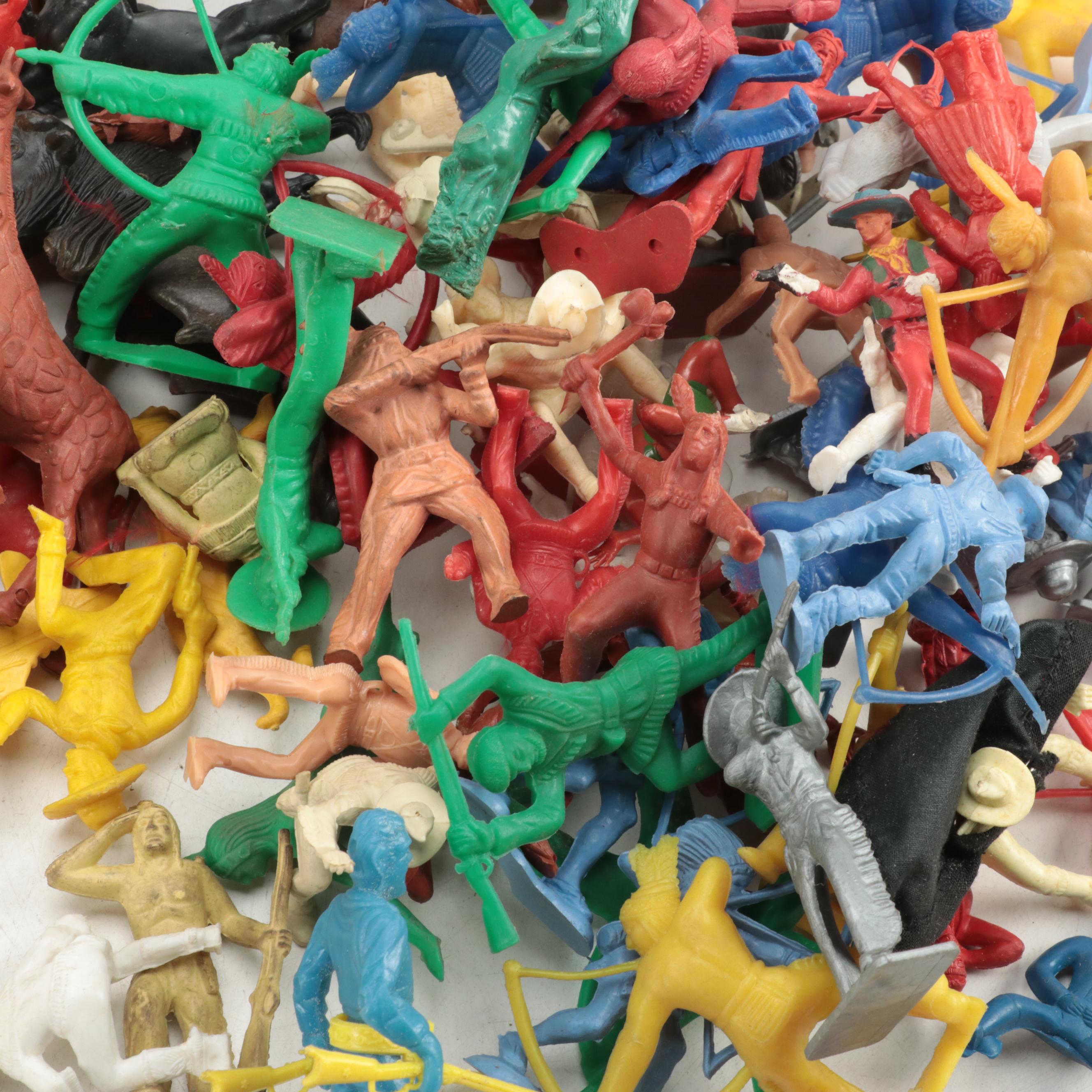 Bergen Toy, Tim Mee with Other Plastic Toy Animals, Knights Cowboys and More