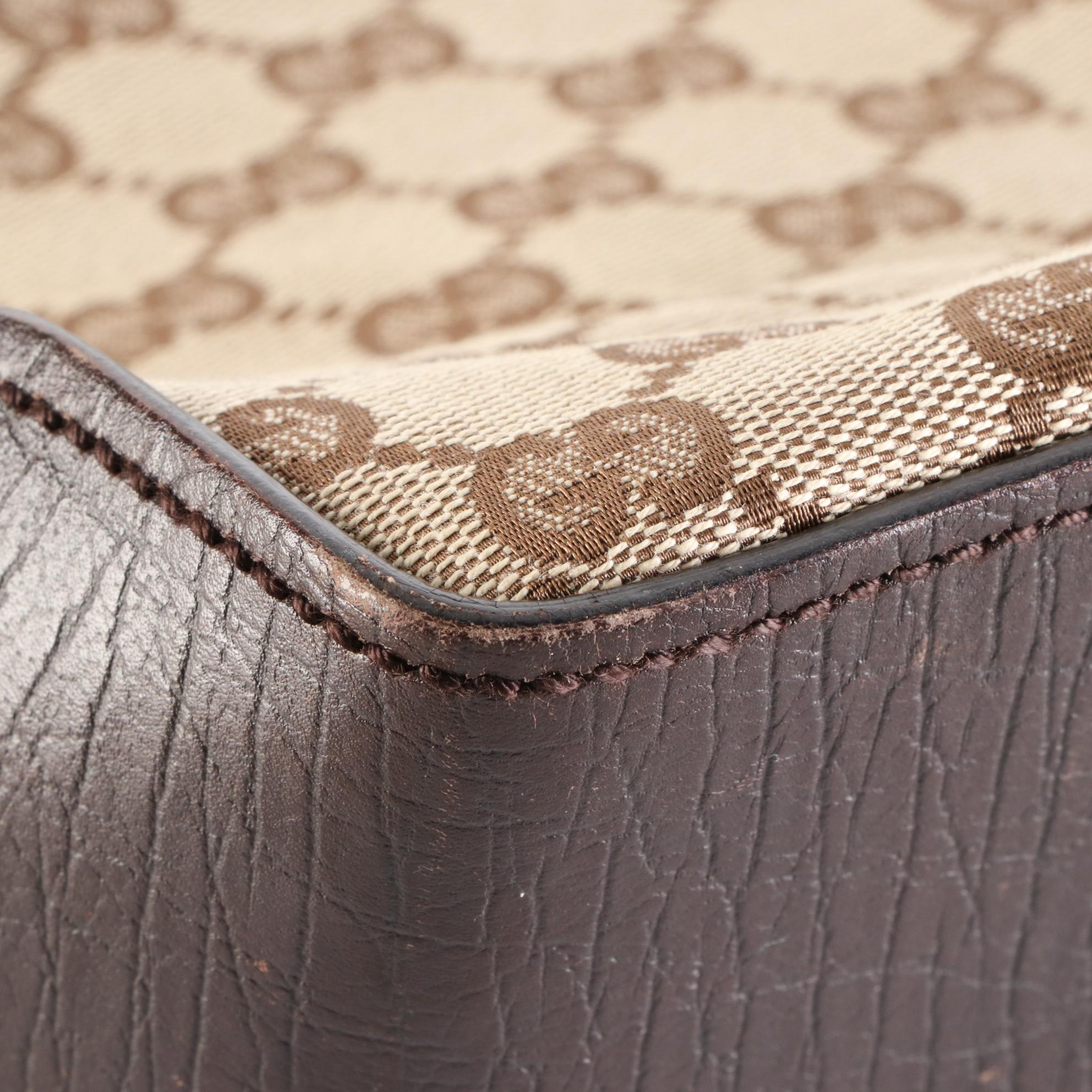 Gucci Buckle Tote in GG Canvas and Embossed Leather