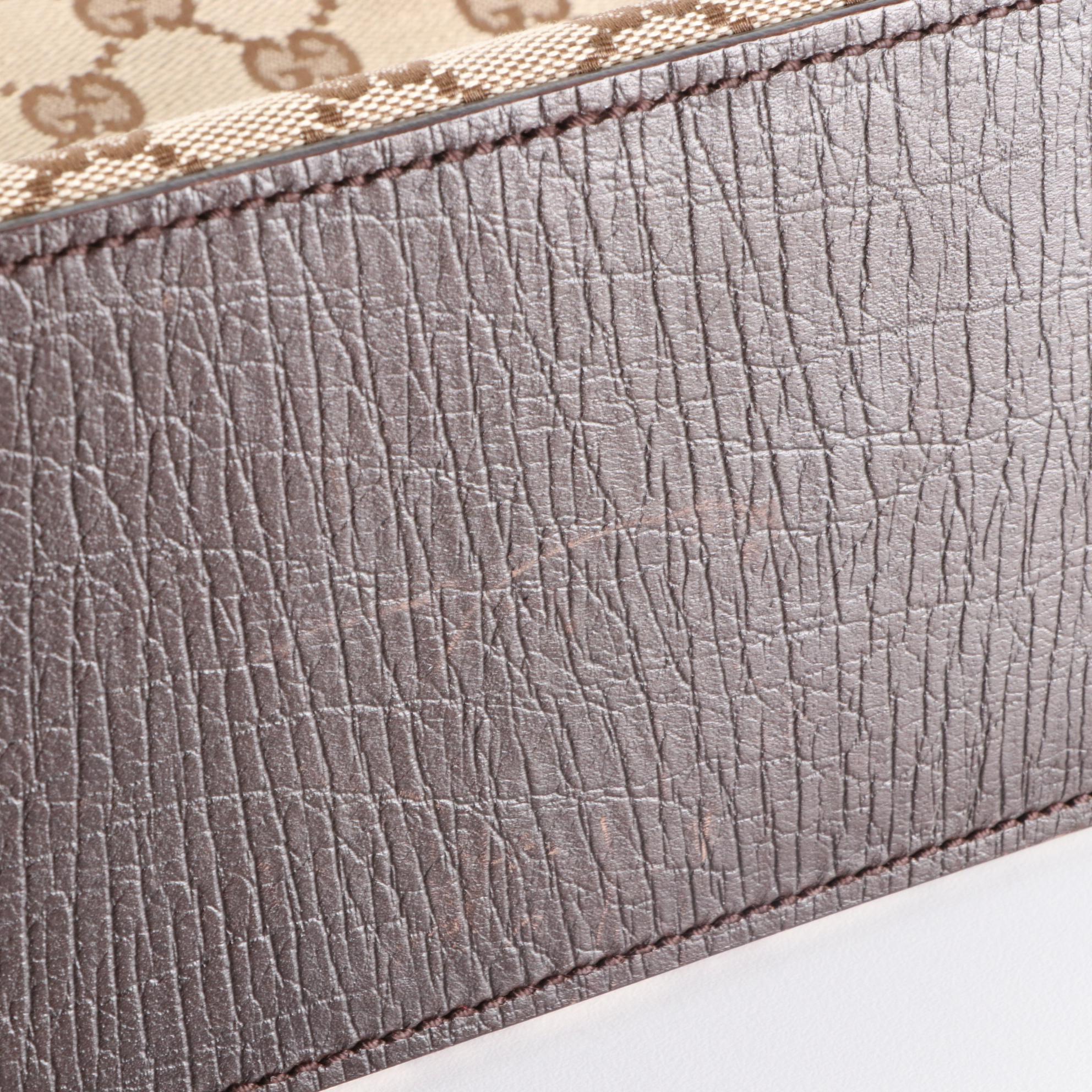 Gucci Buckle Tote in GG Canvas and Embossed Leather